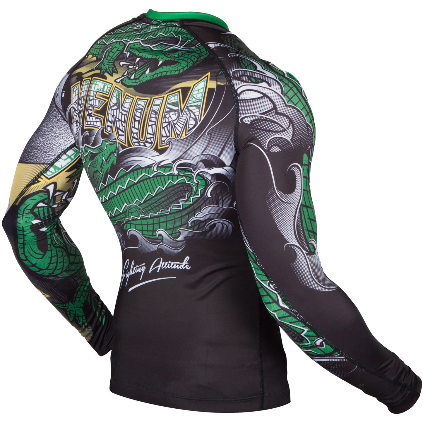 Rashguard Venum Crocodile - Nero/Verde - Maniche lunghe