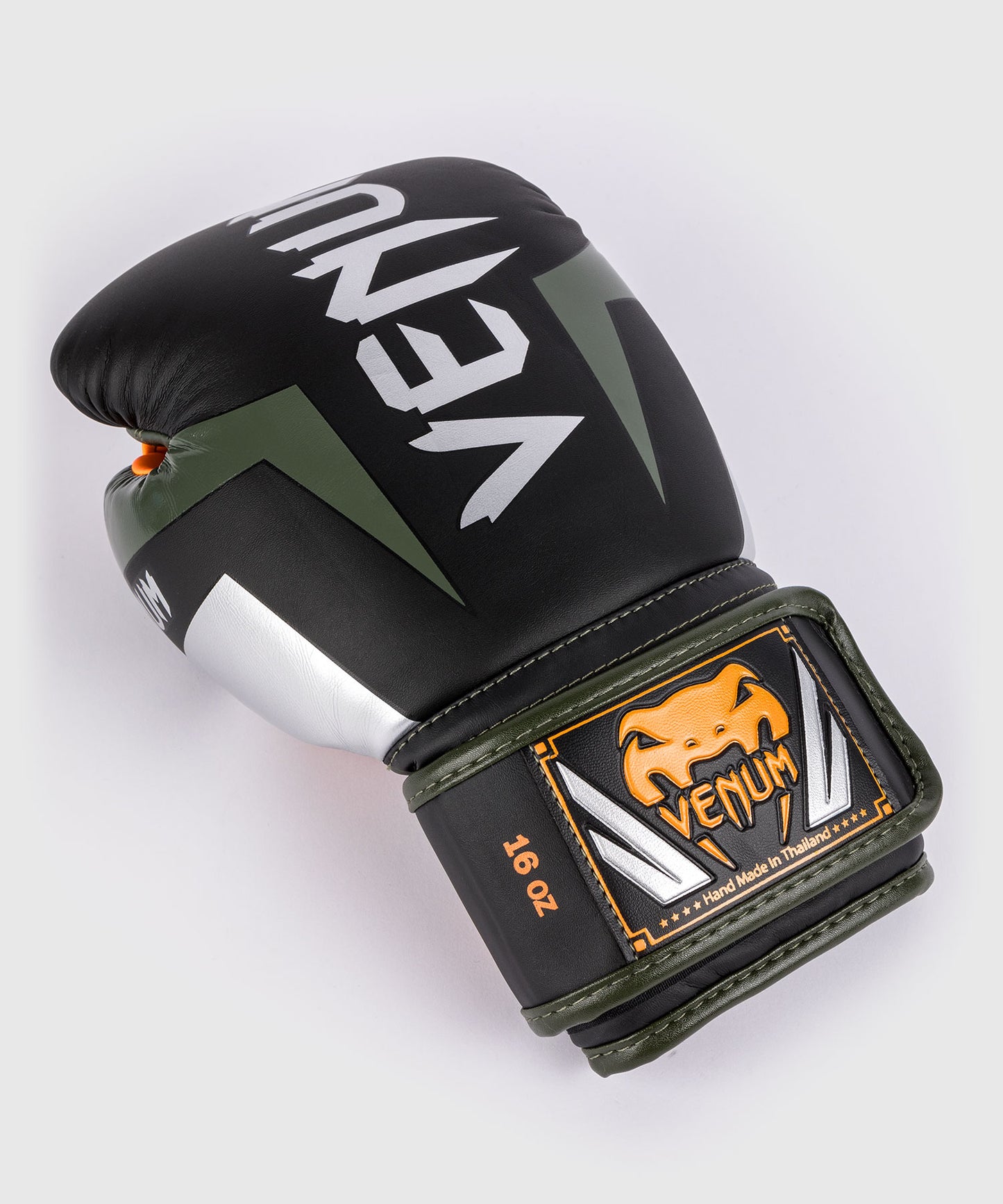 Gants de boxe Venum Elite - Noir/Argent/Kaki