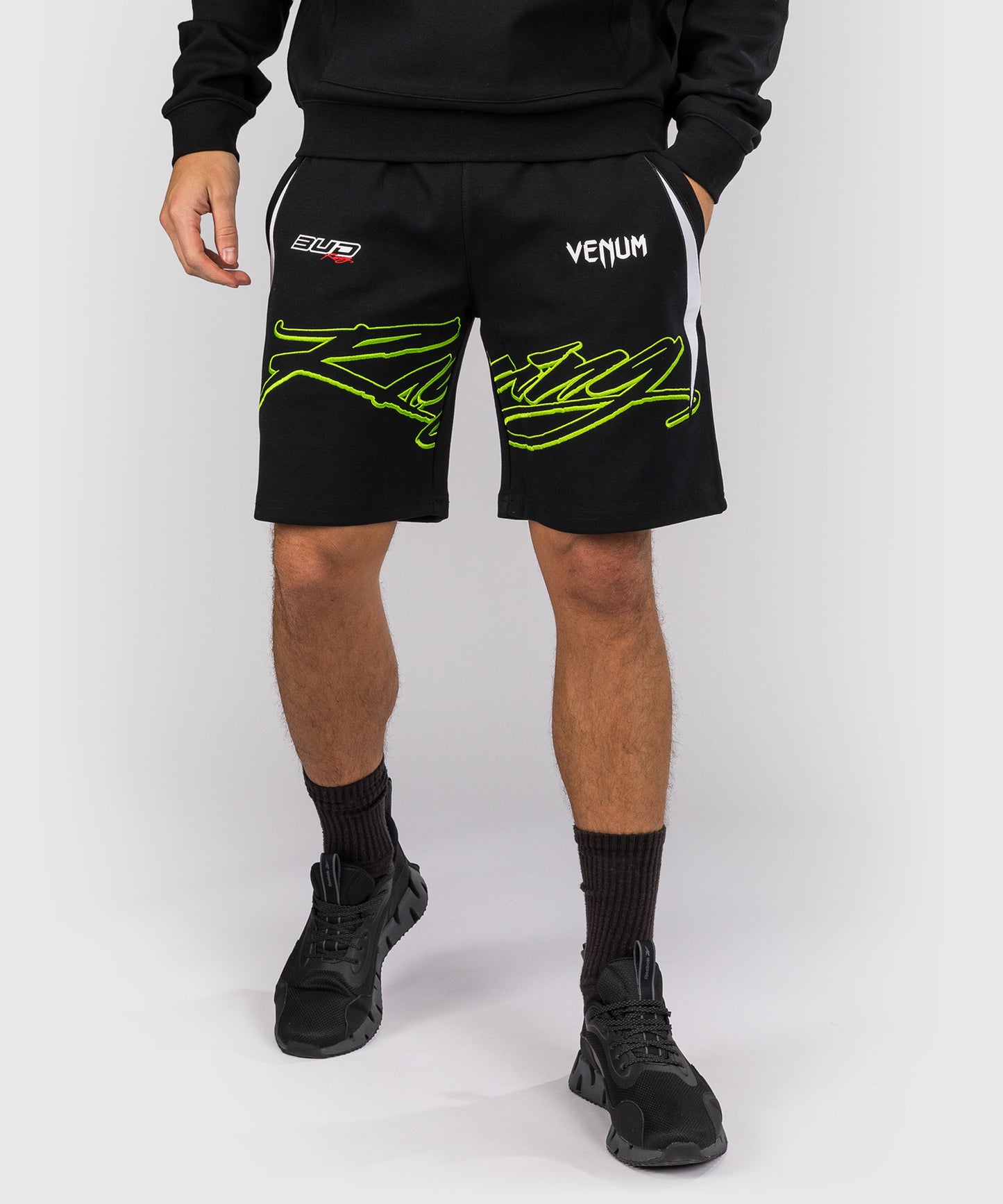 Venum x Bud Racing Men's Cotton Shorts - Black/White/Lime Green
