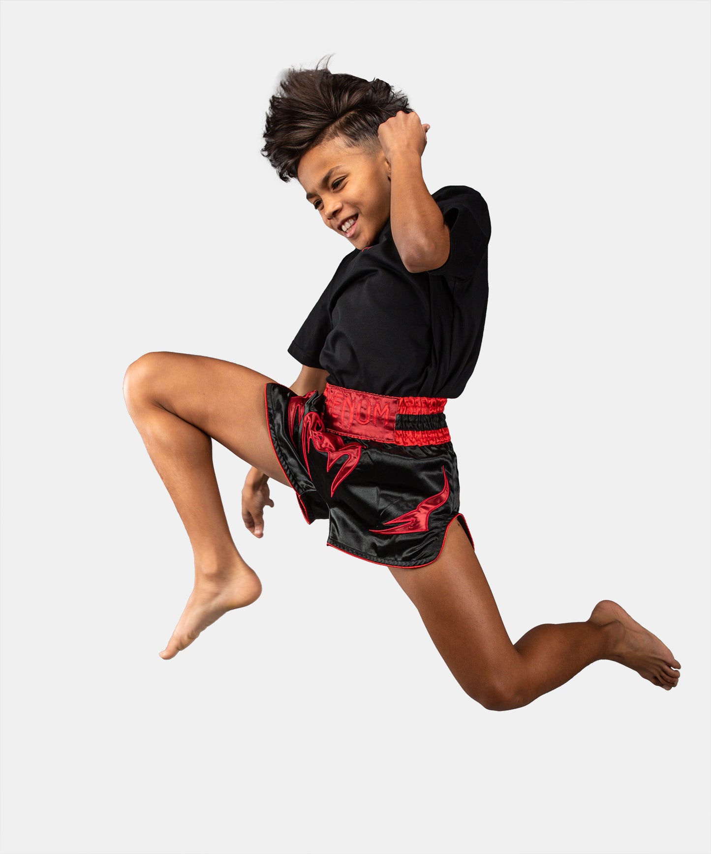 Venum Attack Kids Muay Thai Shorts - Black/Red