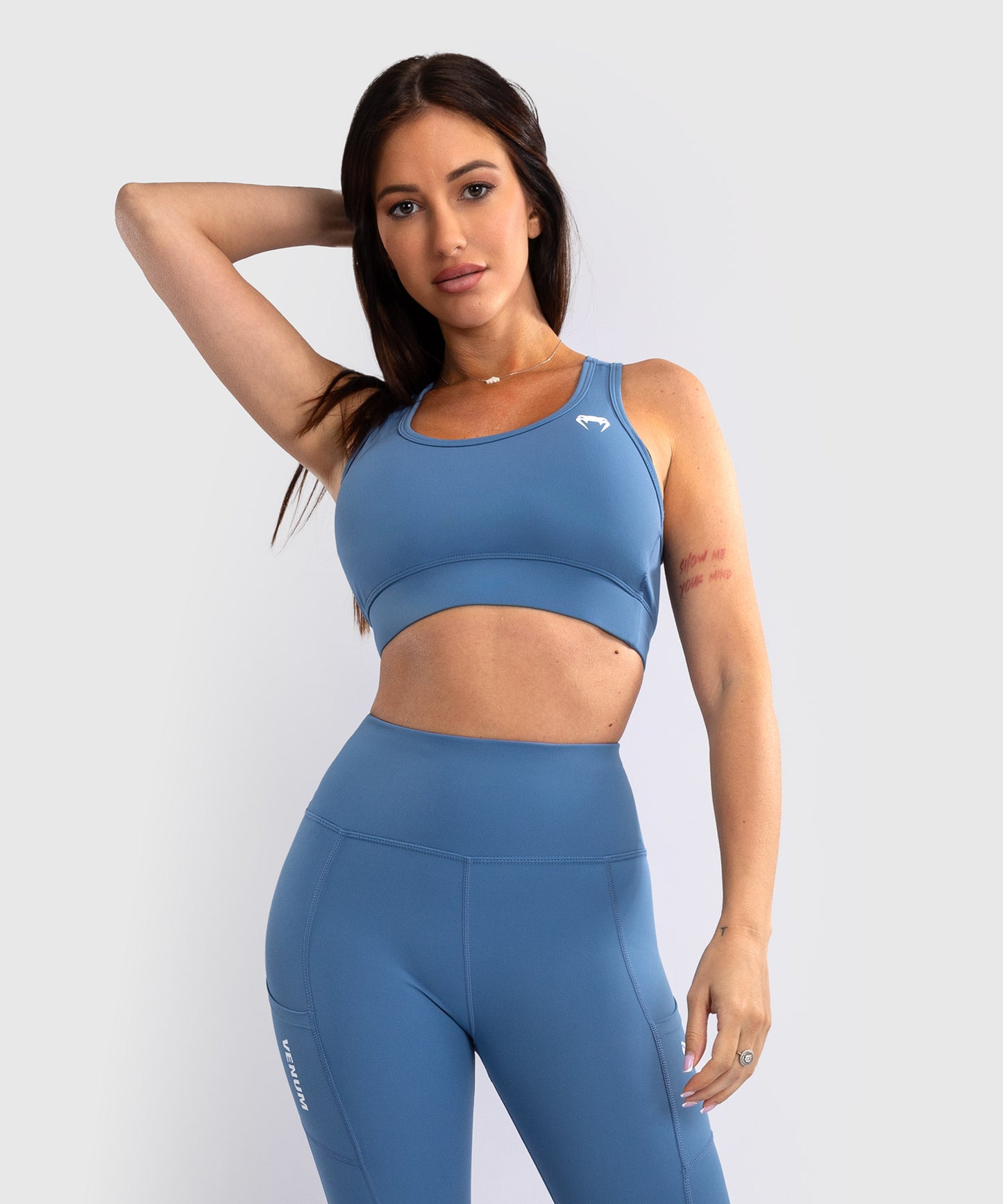 Venum Essential Medium Impact Sports Bra for Women - Storm Blue