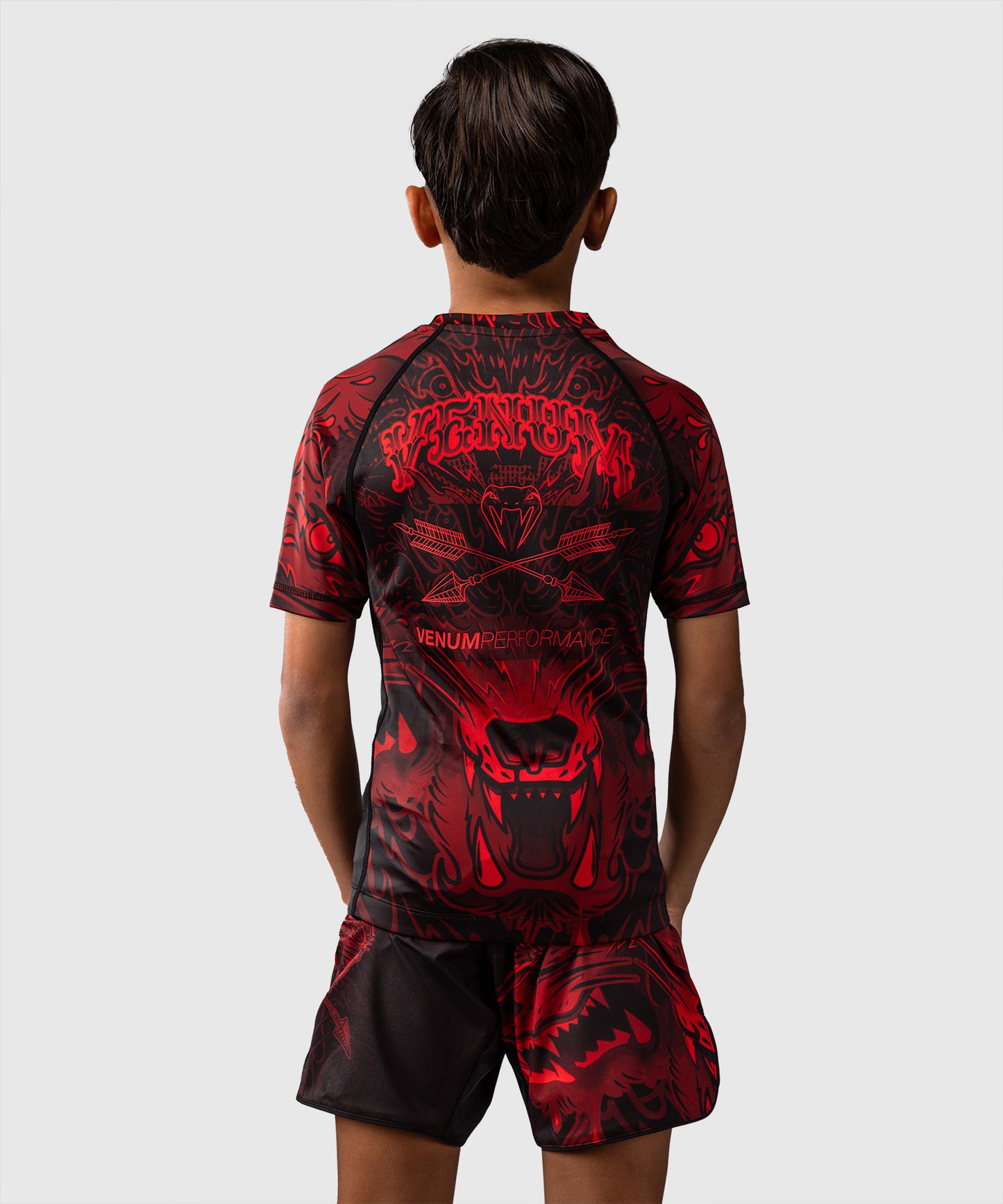 Venum Wolf Atak Kids Short Sleeve Rashguard - Black/Red