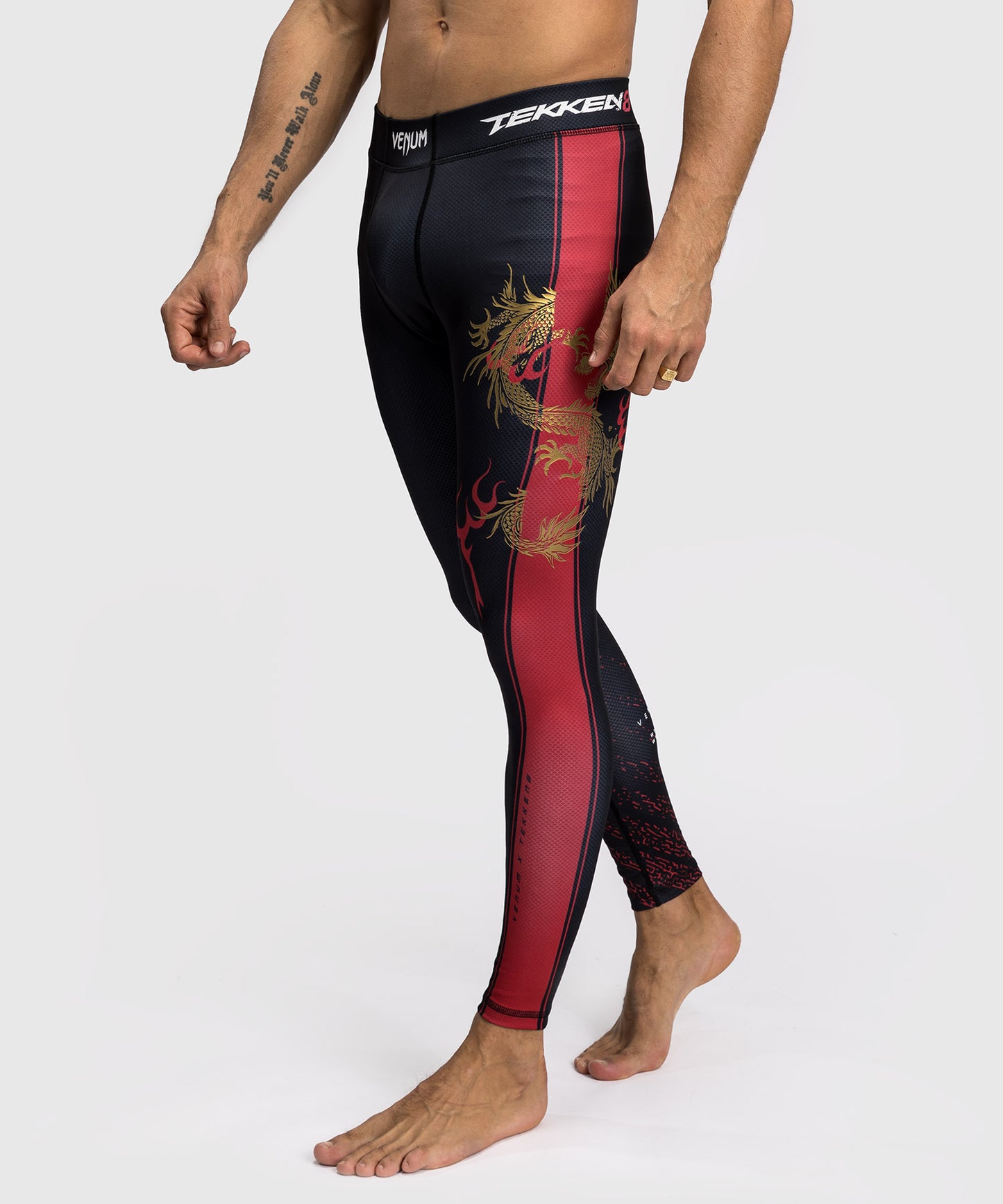 Venum x Tekken 8 Compression Pants - Marshall Law - Black/Red/Gold
