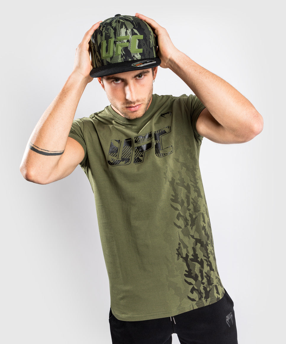 T-shirt Manches Courtes en Coton Homme UFC Venum Authentic Fight Week - Kaki