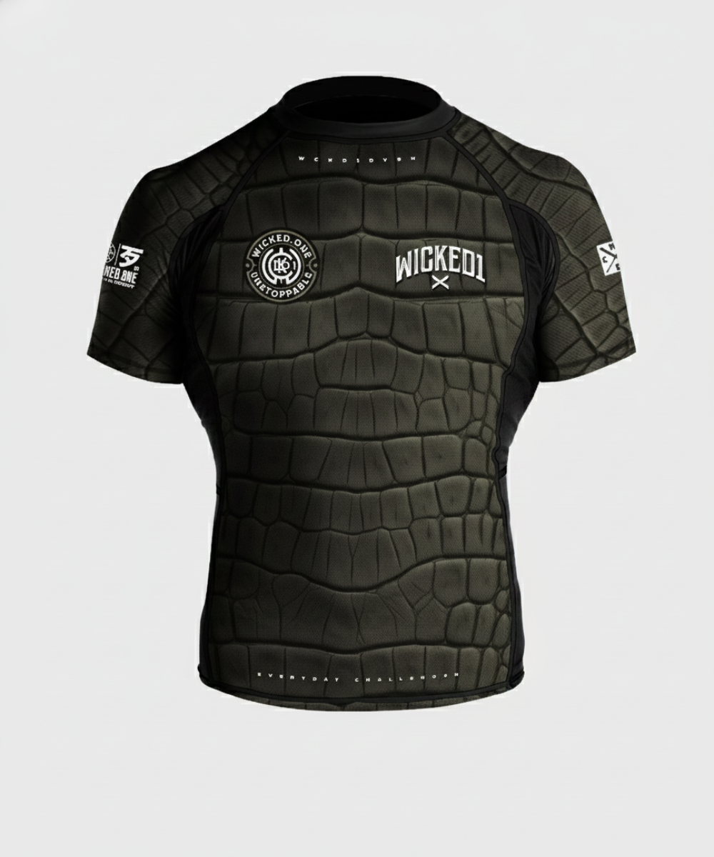Wicked One Caïman Rashguard a Maniche Corte - Cachi
