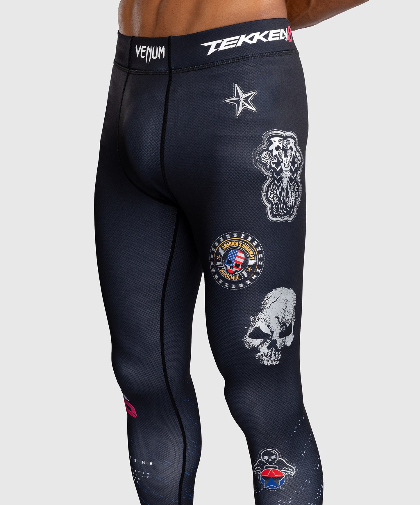 Venum x Tekken 8 Compression Pants - Paul Phoenix - Black/Blue