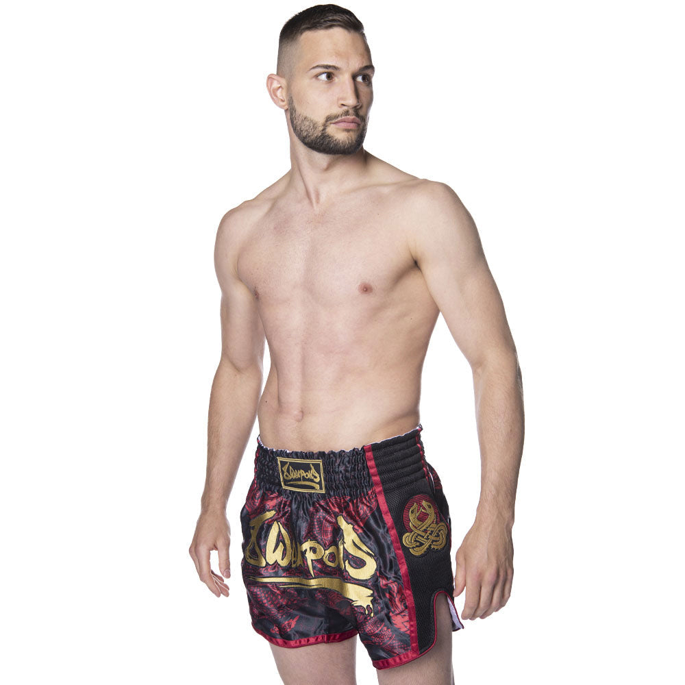 Muay Thai Short 8 Weapons Super Mesh Naga Black - Red