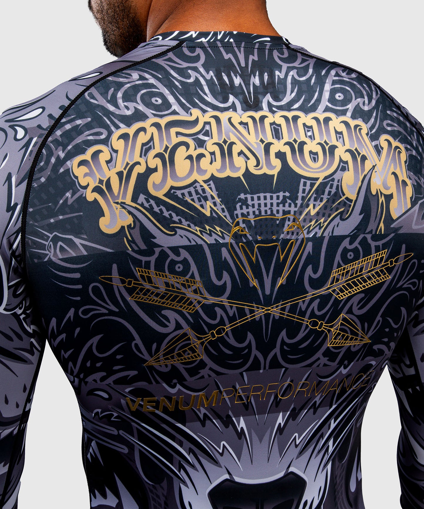 Venum Wolf Atak Langarm Rashguard – Schwarz/Grau