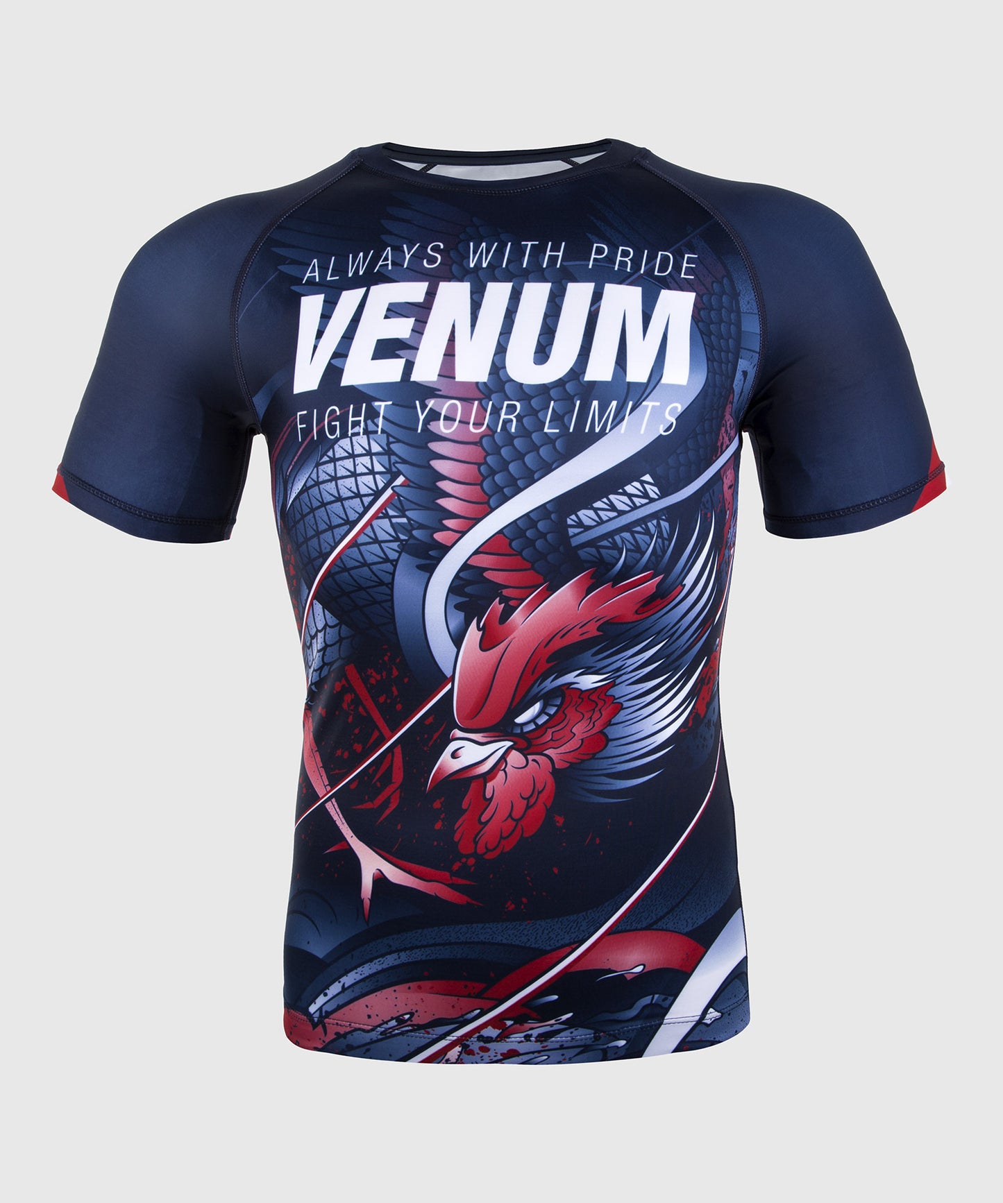 Venum Rooster Rashguard - Short Sleeves - Navy Blue/Orange