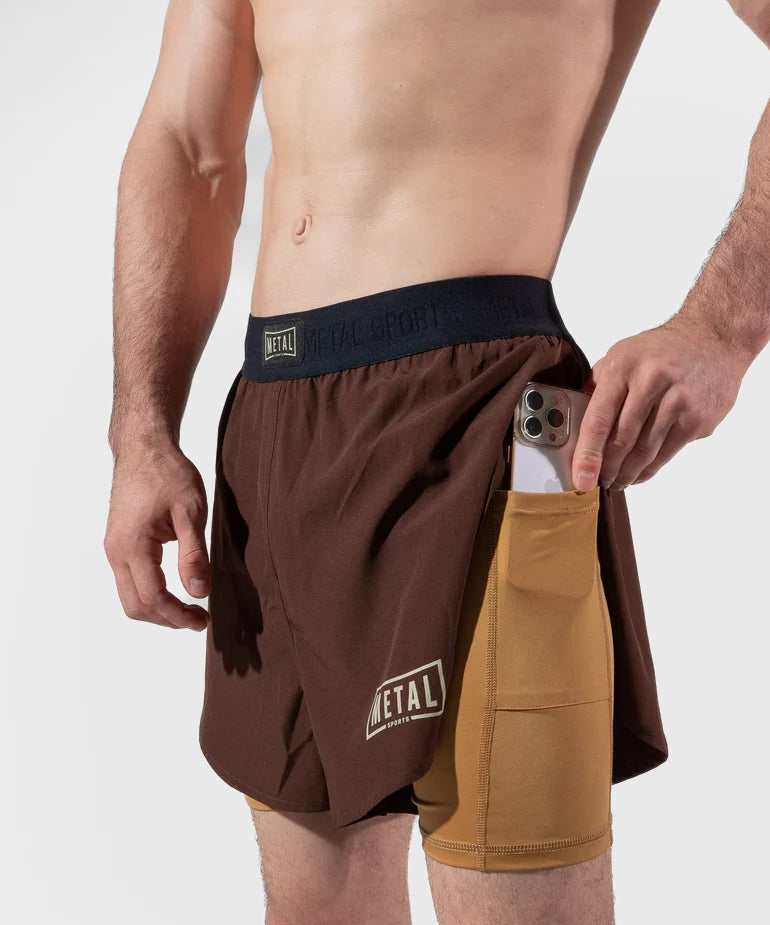 Metal Boxe Caucasian Hills Pantalones de Combate 2 en 1 - Marrón