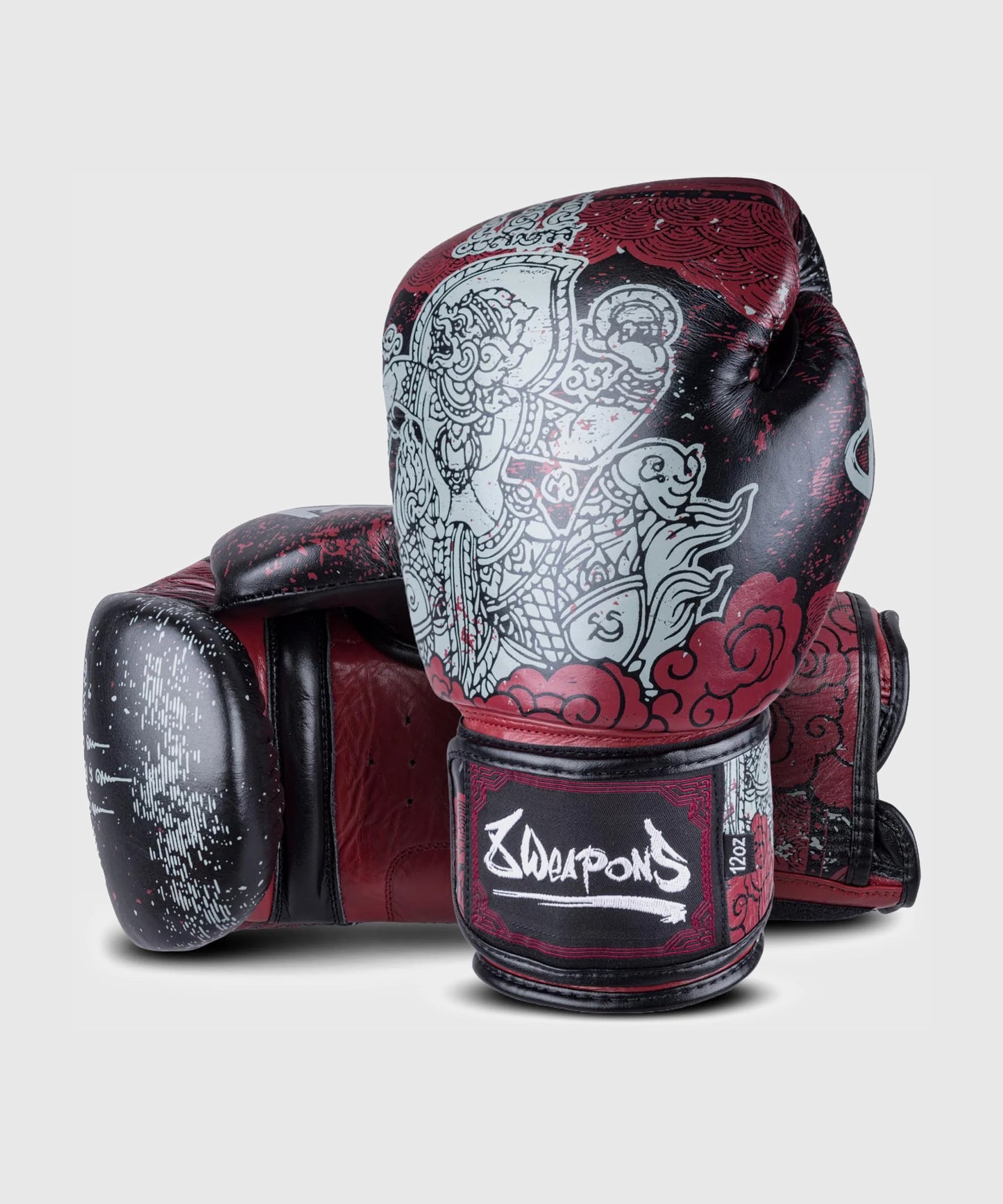 8 Weapons Hanuman Yant Boxhandschuhe - Schwarz/Rot