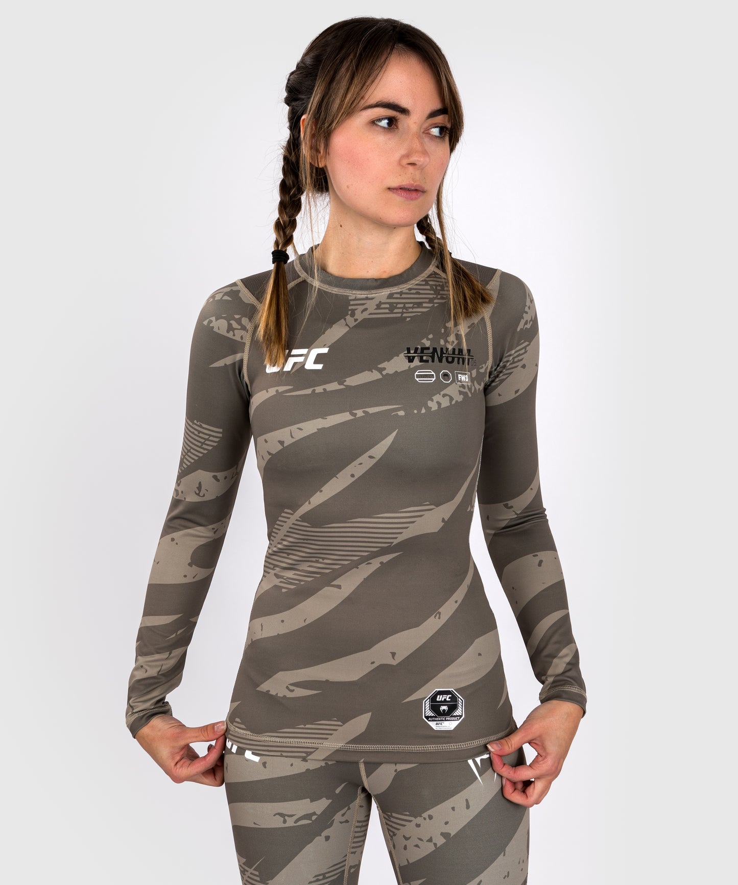UFC Adrenaline by Venum Fight Week Frauen Performance Langarm Rashguard - Charcoal Grey