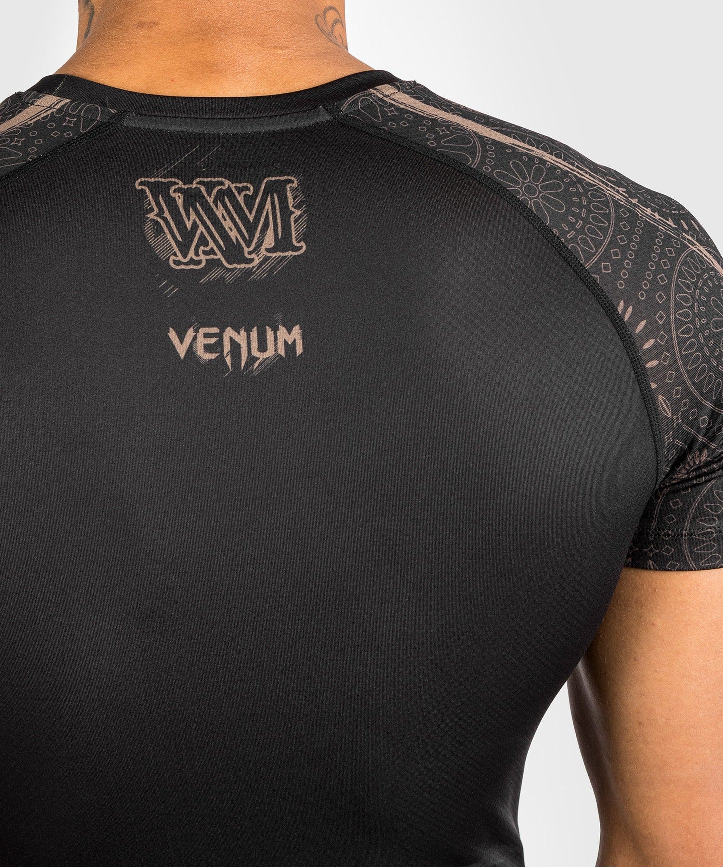 Santa Muerte Dark Side Venum Rashguard - short sleeves - Black/Brown