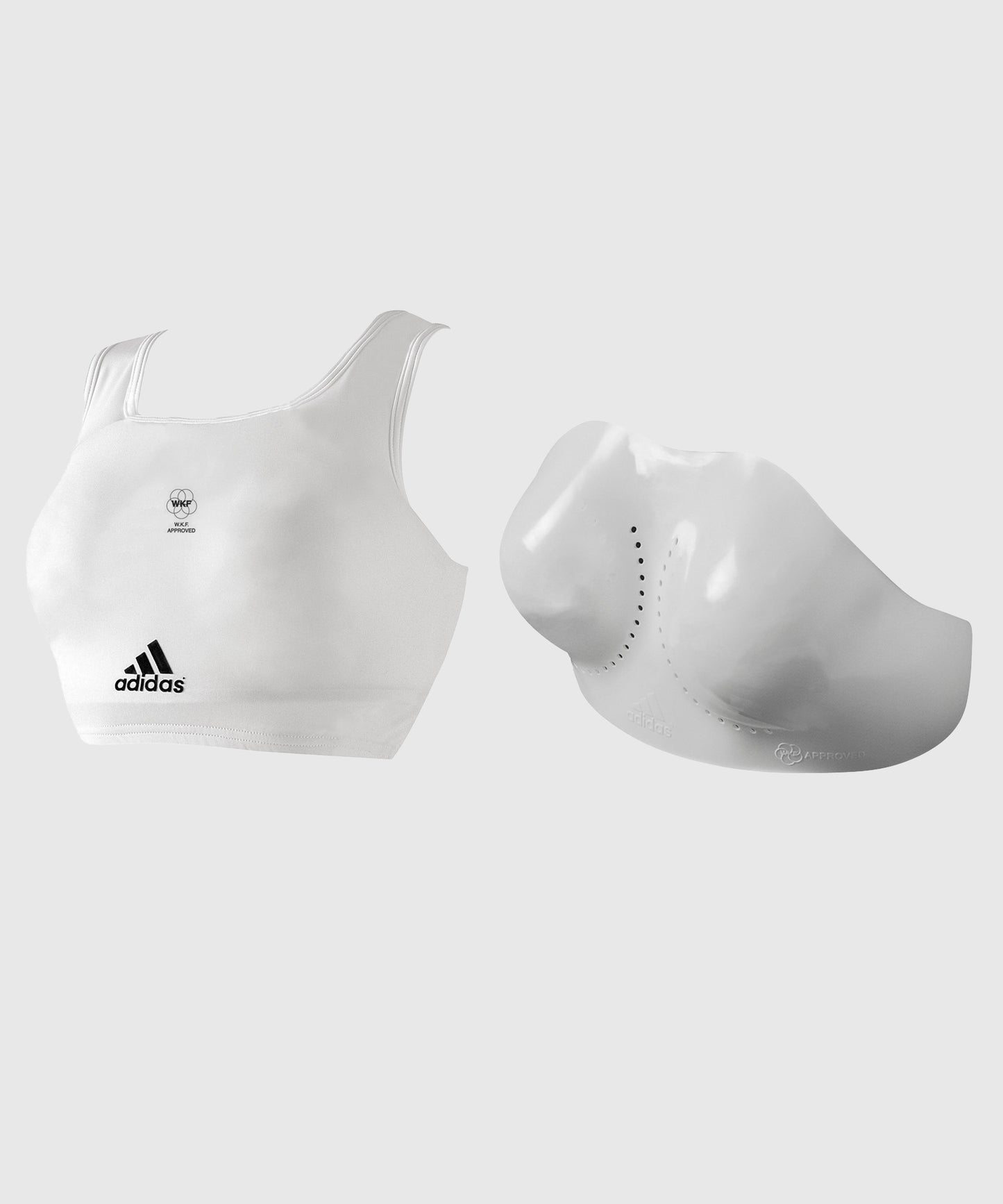 Brassière + Protège-Poitrine Adidas - Approuvé WKF - Blanc