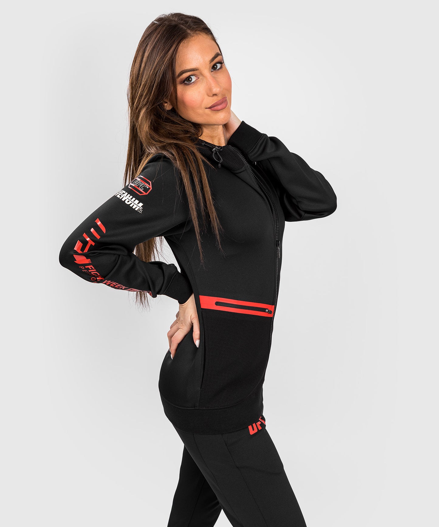 Sweatshirt zippé à capuche pour Femmes UFC Adrenaline by Venum Fight Week - Noir