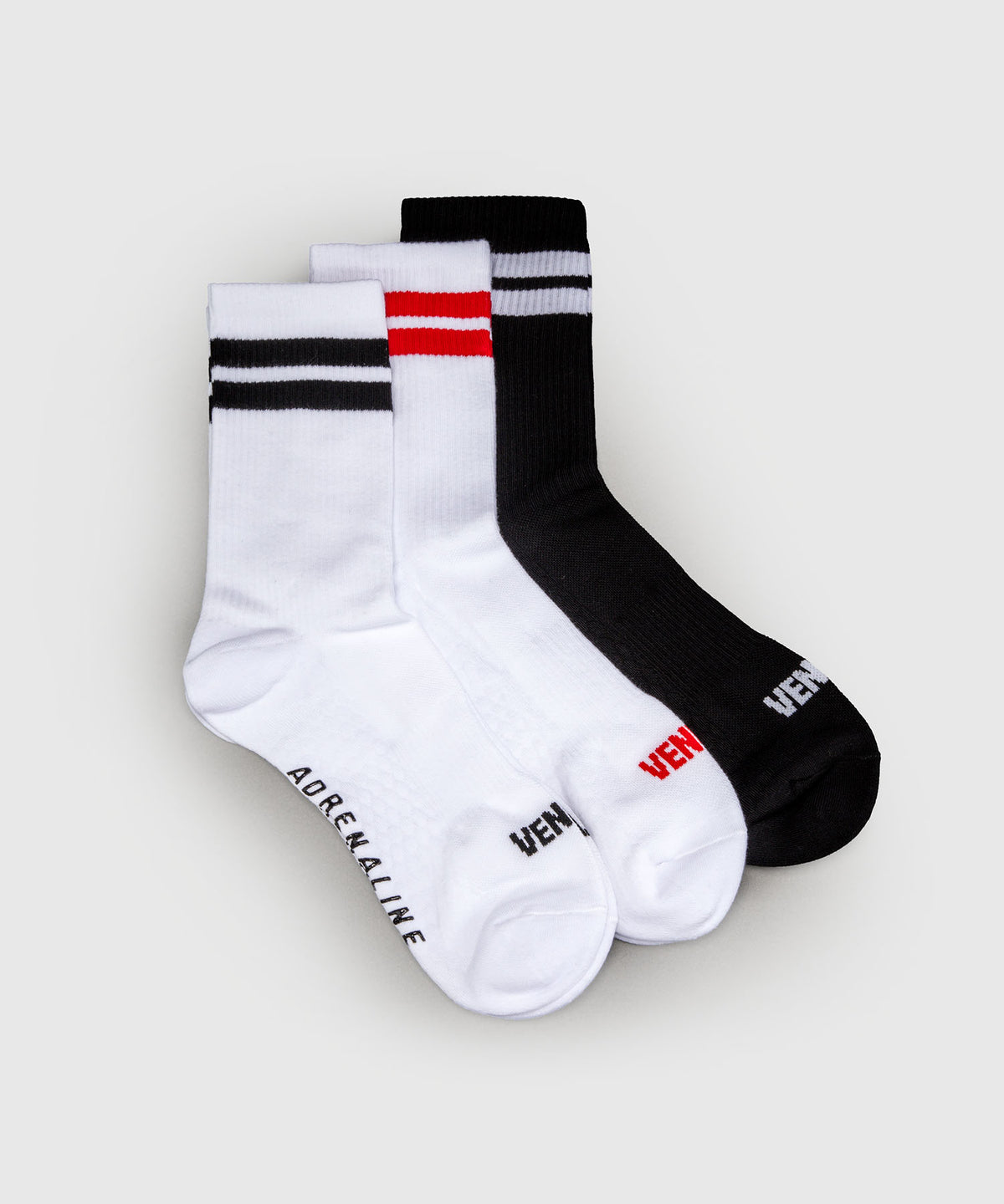 Venum Adrenaline Calcetines altos pack de 3 pares - Negro/Blanco/Rojo