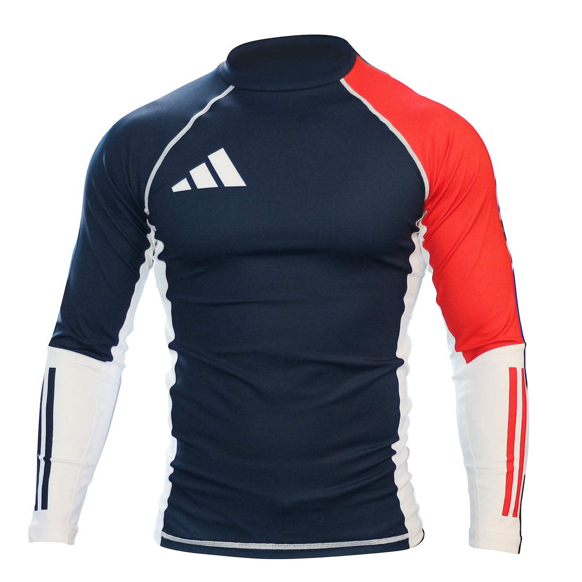 Haut de compression manches longues Adidas – Bleu/Blanc/Rouge