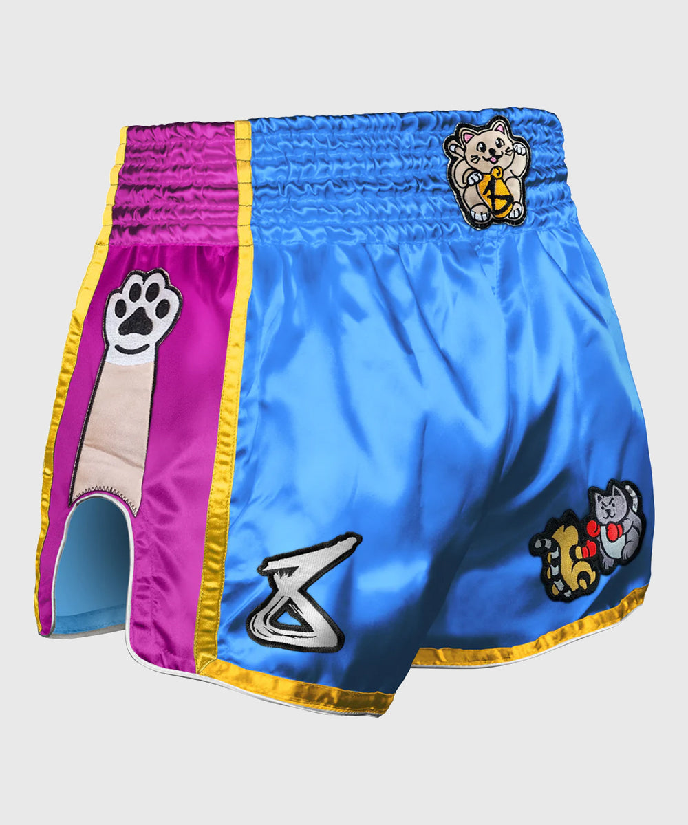 Short De Muay Thai 8 Weapons Meow Thai - Bleu/Rose