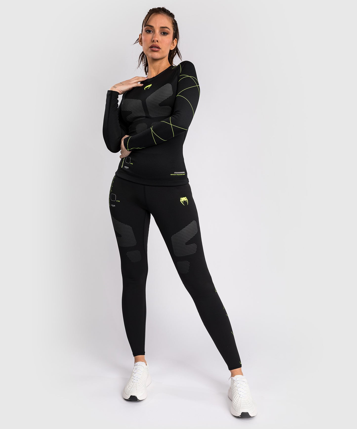 Rashguard Manches Longues Venum Training Camp 4.0 - Noir/Vert Fluo