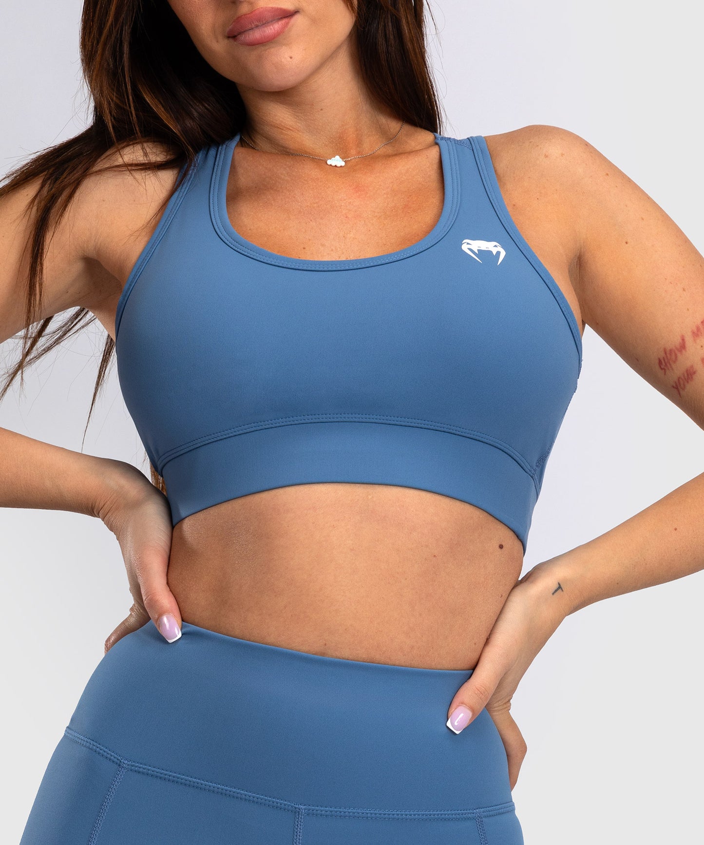 Venum Essential Medium Impact Sports Bra for Women - Storm Blue
