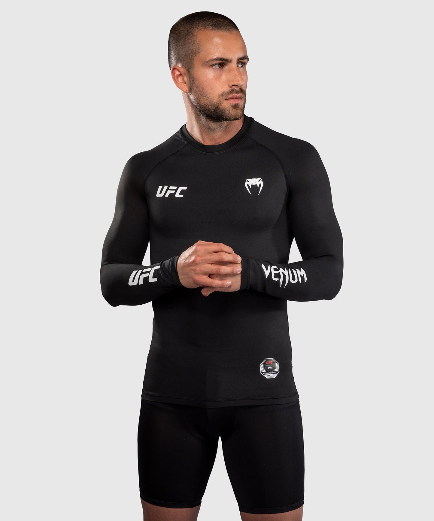 Venum UFC Unity by Venum Authentic Fight Week Herren Funktions-Rashguard Langarm - Schwarz