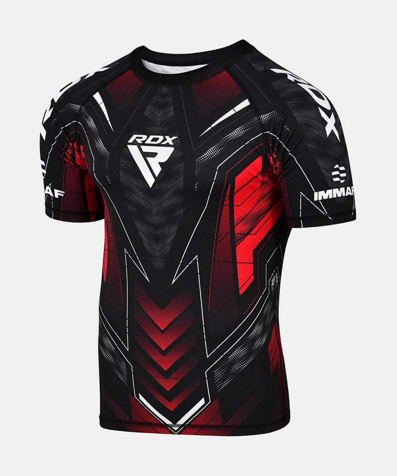 T-shirt de Compression Rdx Approuvé IMMAF - Noir/Rouge