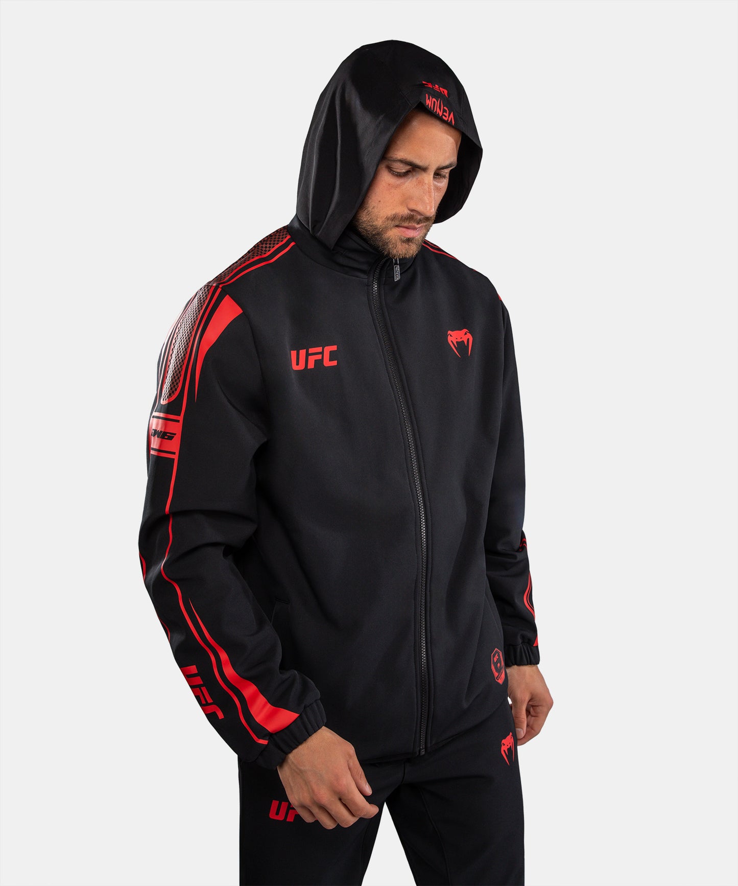 Venum UFC Unity by Venum Authentic Fight Week Herren-Kapuzenjacke mit Reißverschluss - Schwarz