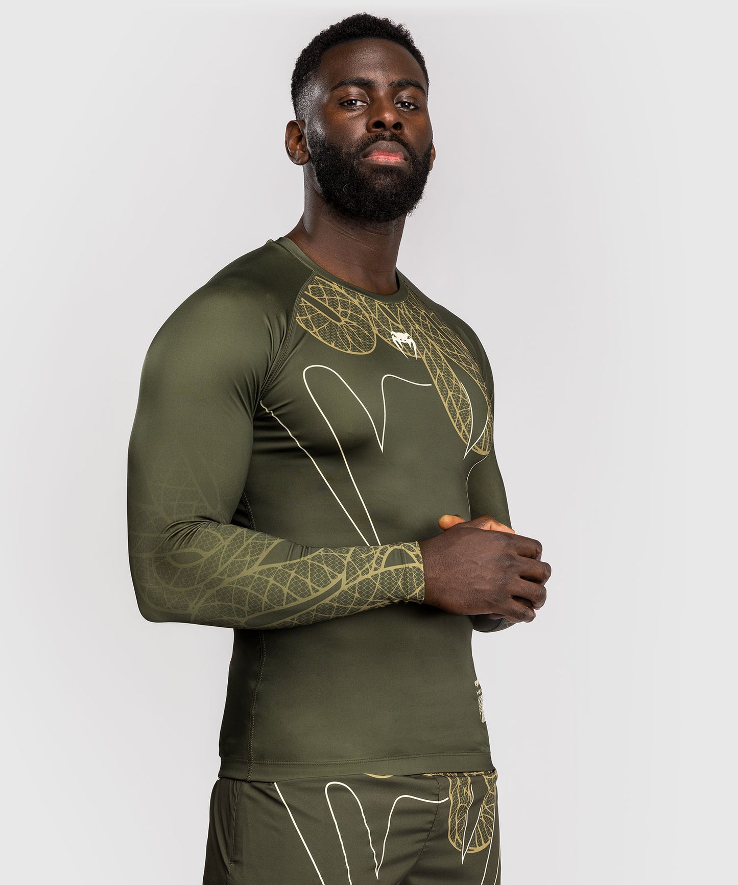 Venum Serpenti Langarm-Rashguard - Khaki/Bronze/Elfenbeinfarben