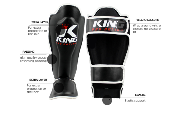 Protège-tibias King Pro Boxing - Noir/Blanc