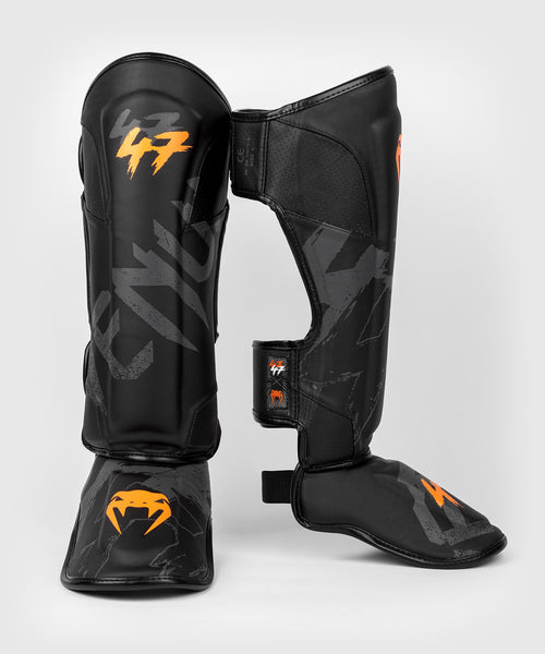 Protège-tibias De Football Adulte Orange - Lot Complet Avec Manchons PU, Respirant, Taille ~16.5x8.5 Cm