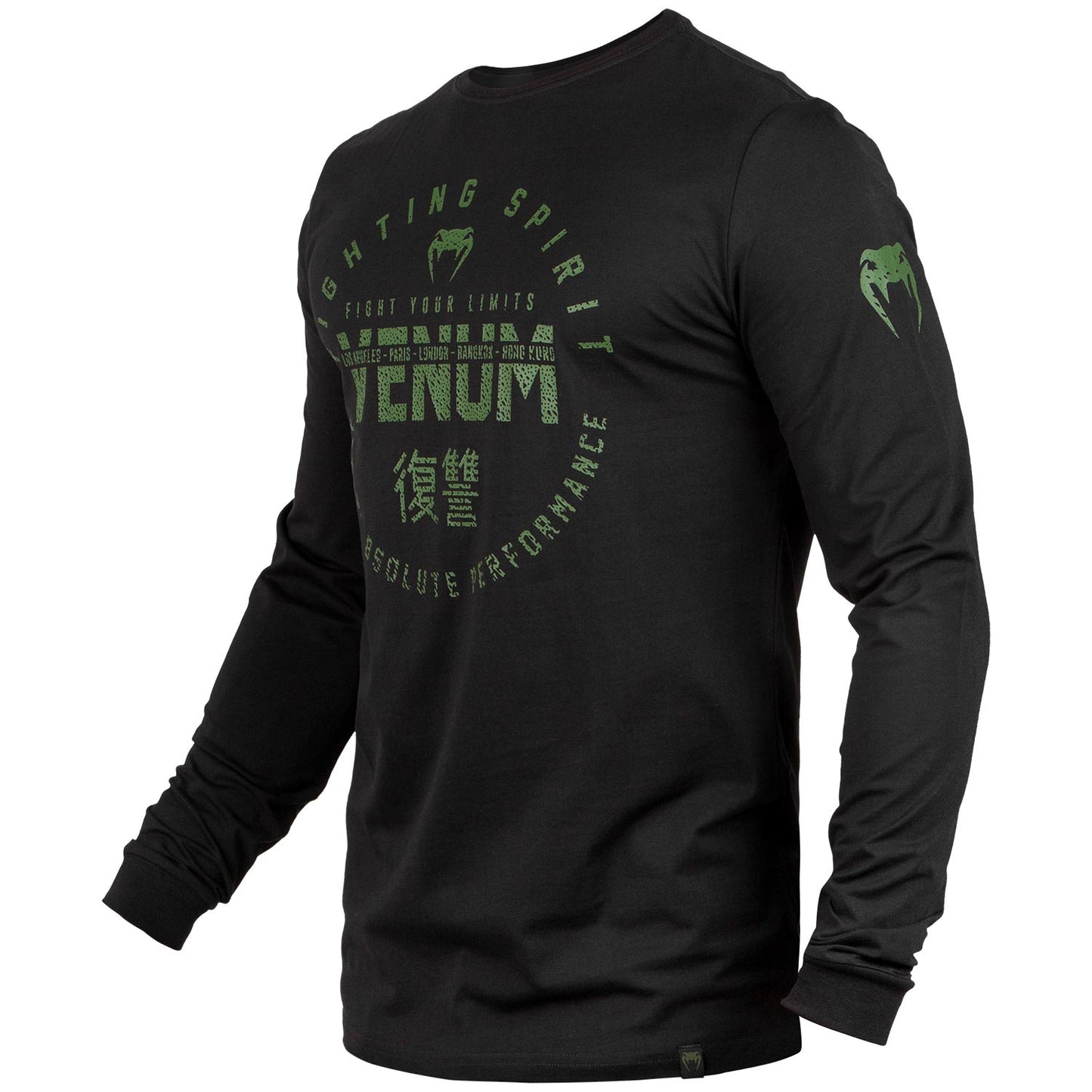Venum Signature T-shirt - Long Sleeves - Black /Khaki - Exclusive