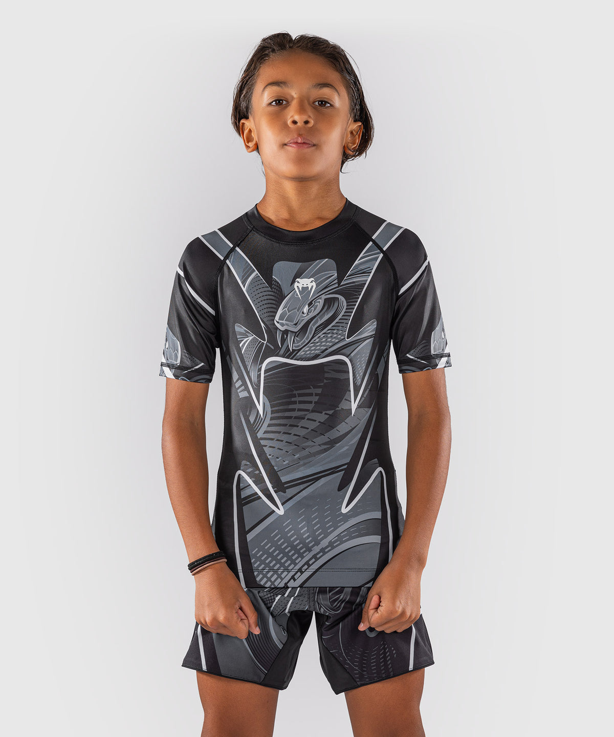 Venum Crimson Viper 2.0 Rashguard de manga corta para niño - Negro/Gris