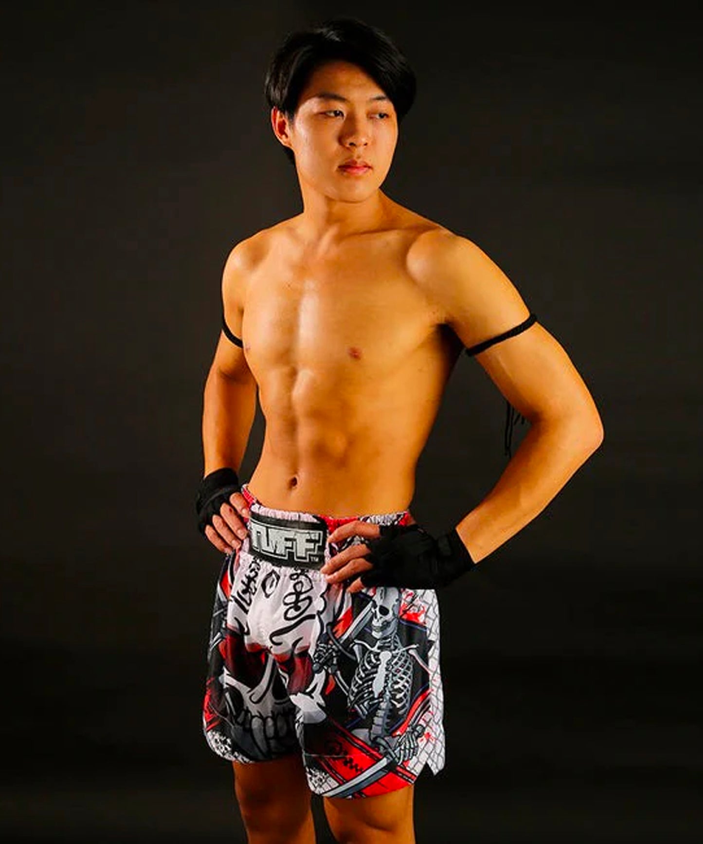 Muay Thai Shorts Tuff Devil Skull - Weiß