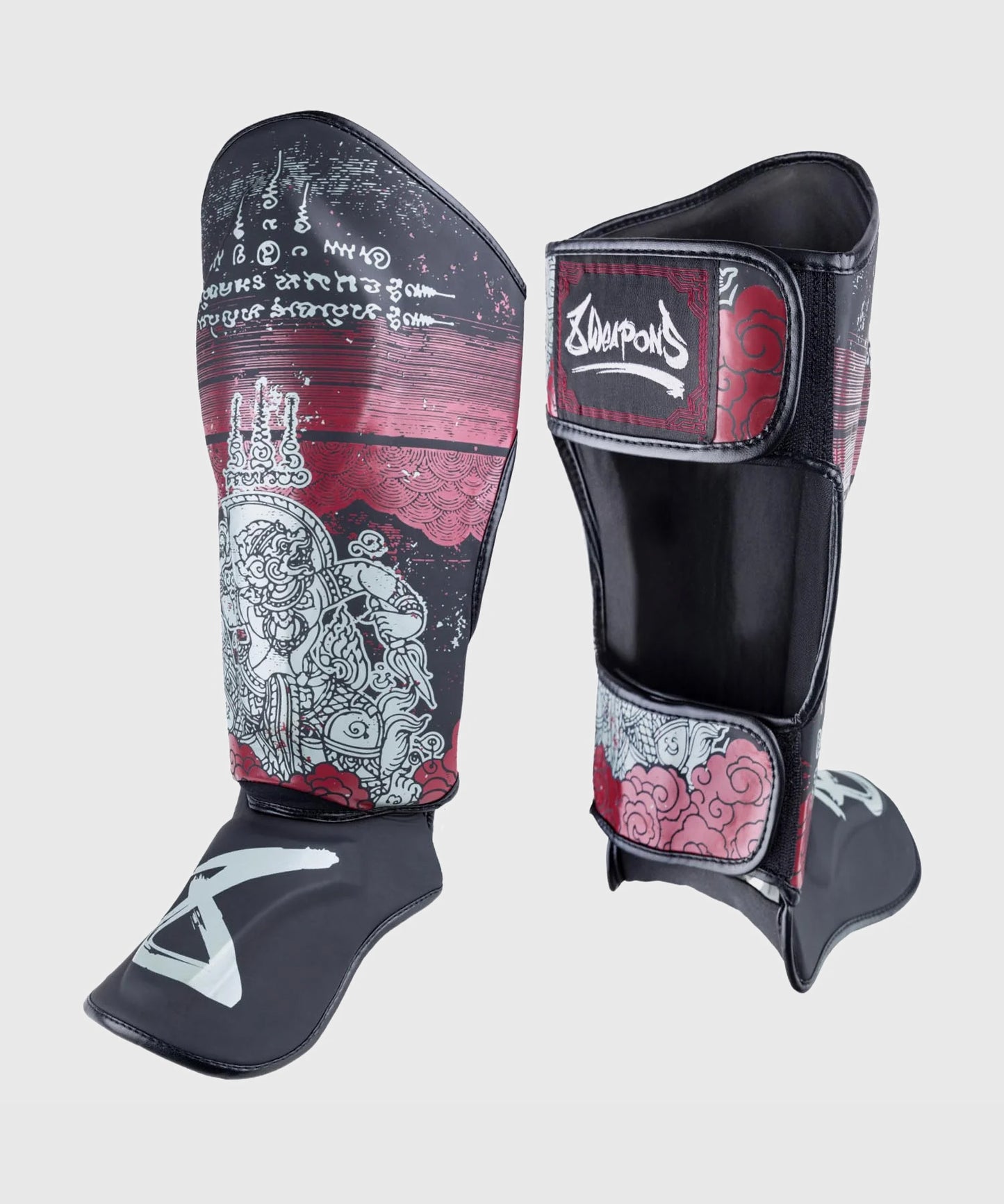 8 Weapons Hanuman Yant Shin Guards - Black/Red