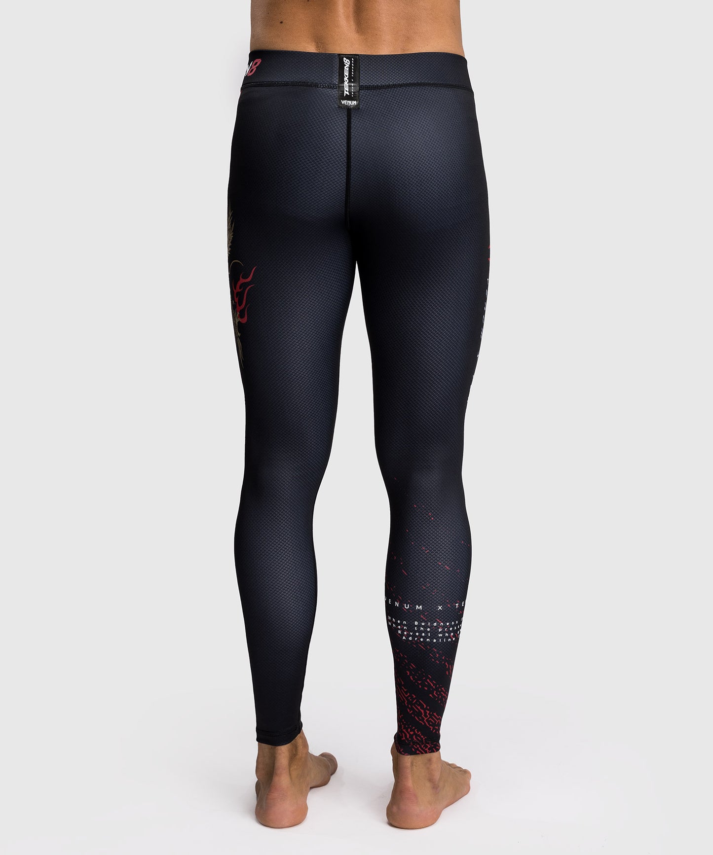 Venum x Tekken 8 Compression Pants - Marshall Law - Black/Red/Gold