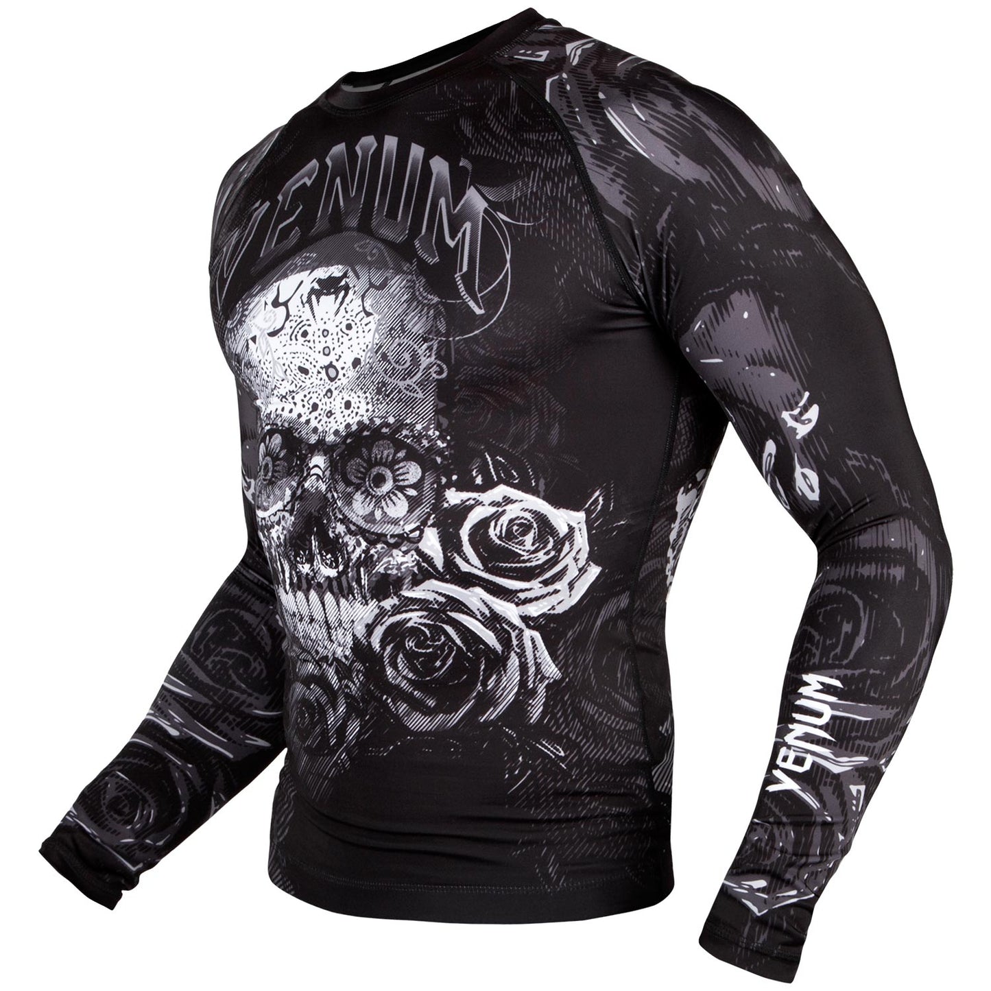 Venum Santa Muerte 3.0 Rashguard - Long Sleeves - Black/White