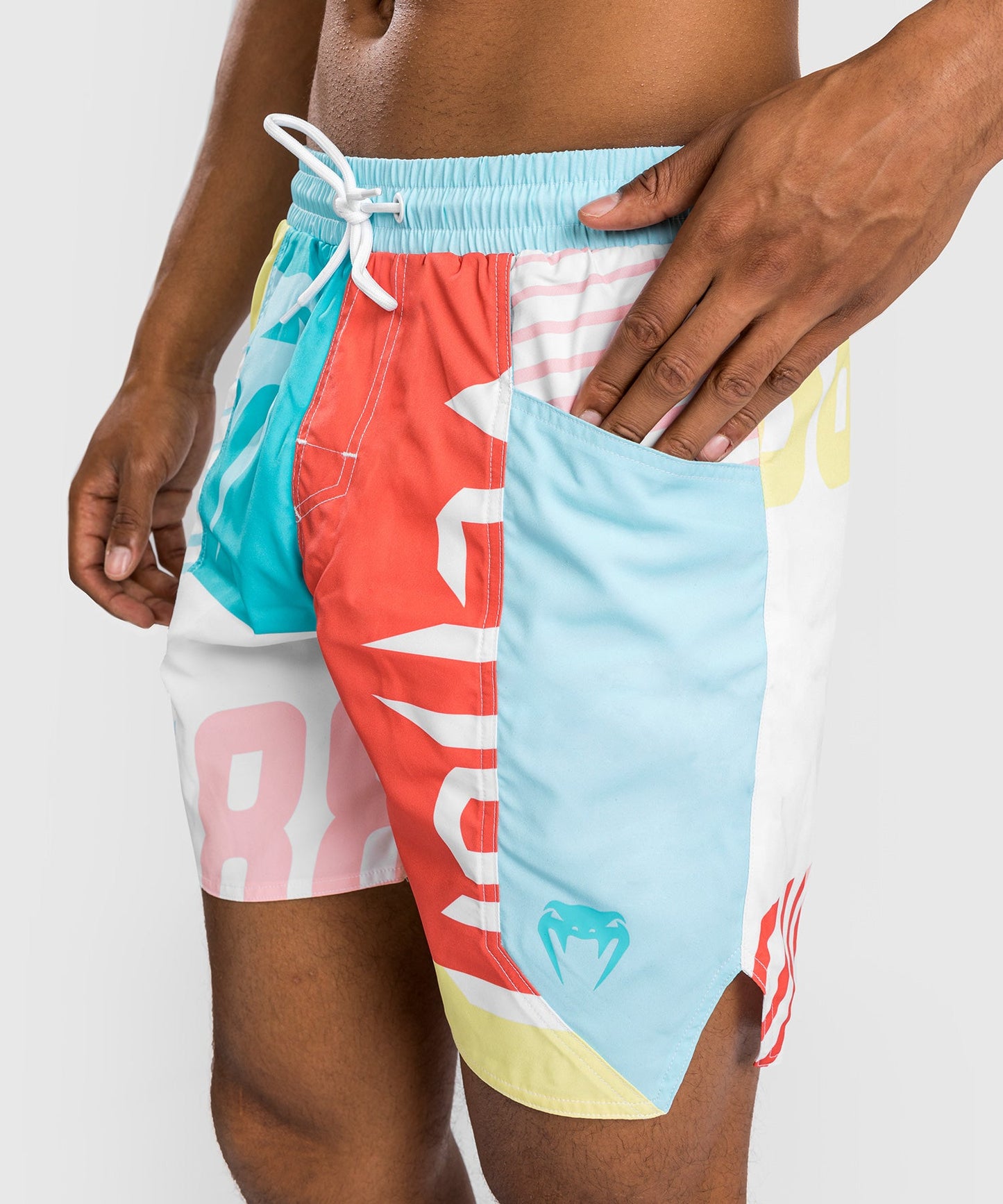 Venum Summer 88 Swim Shorts - Light Blue/Red Flame