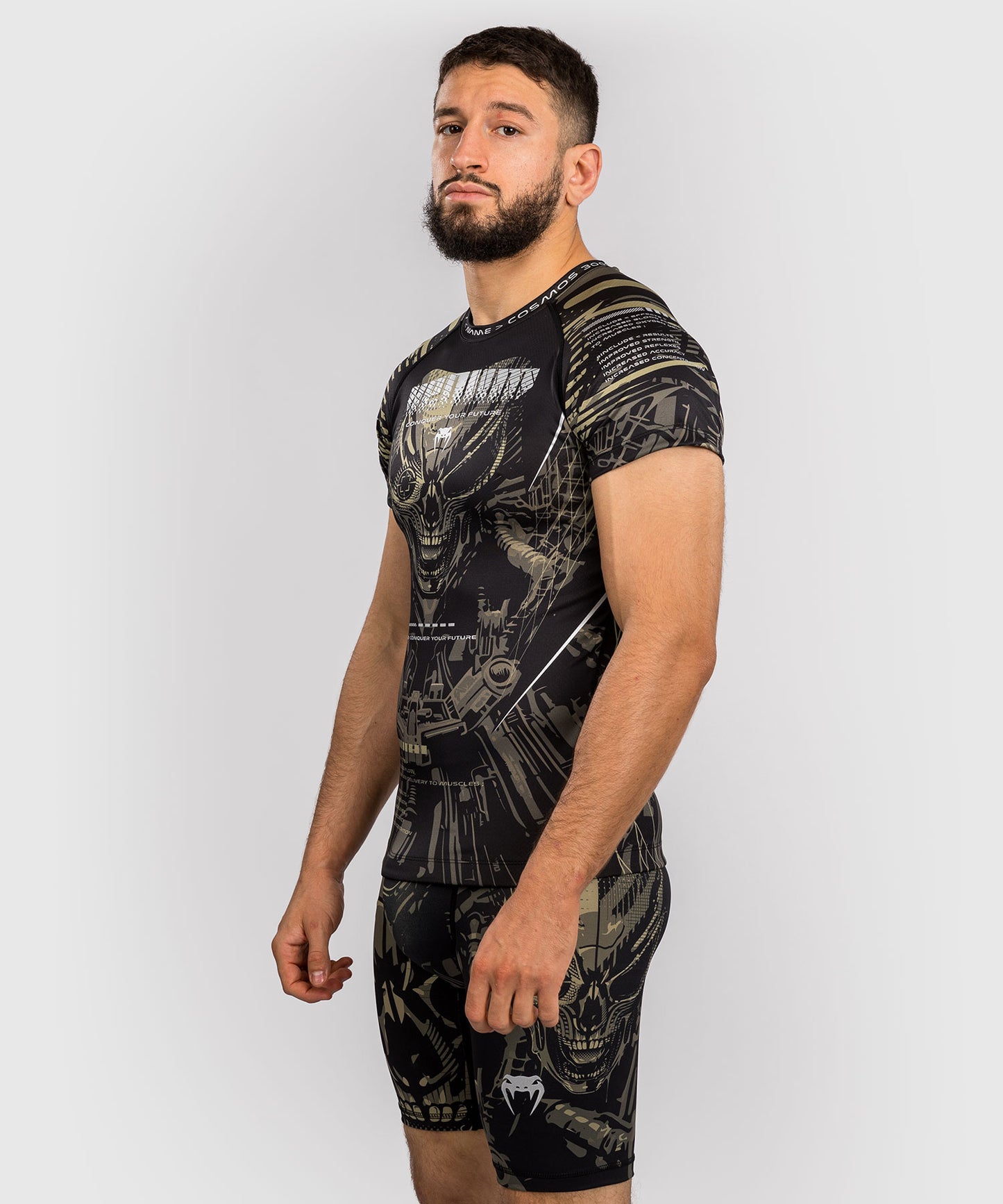 Venum Space Invader lycra de manga corta - Negro/Arena