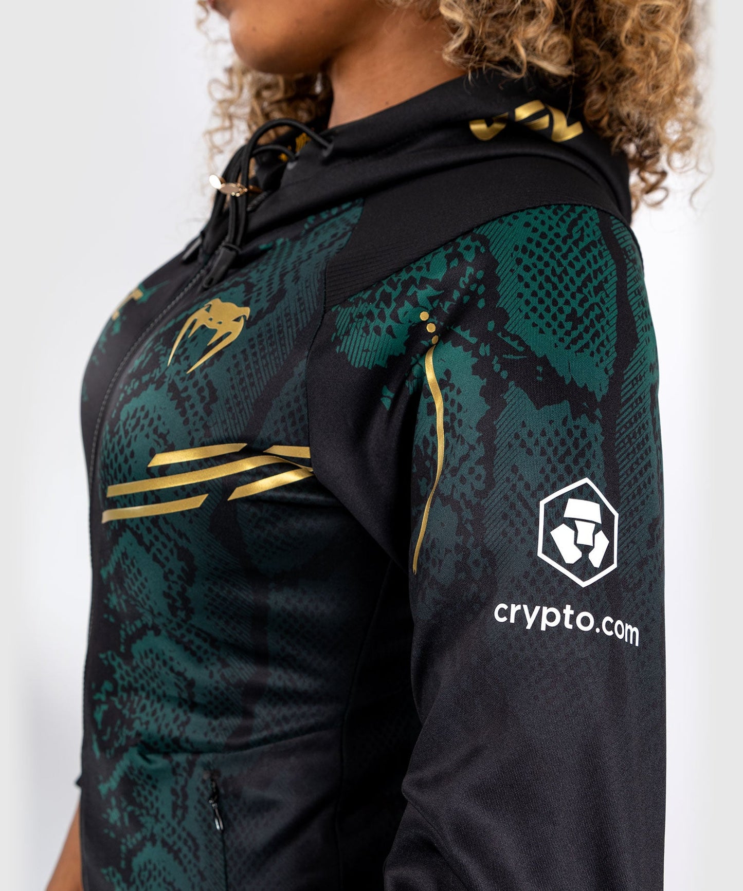 Women's UFC Adrenaline by Venum Authentic Fight Night Hoodie - Emerald Edition - Green/Black/Gold