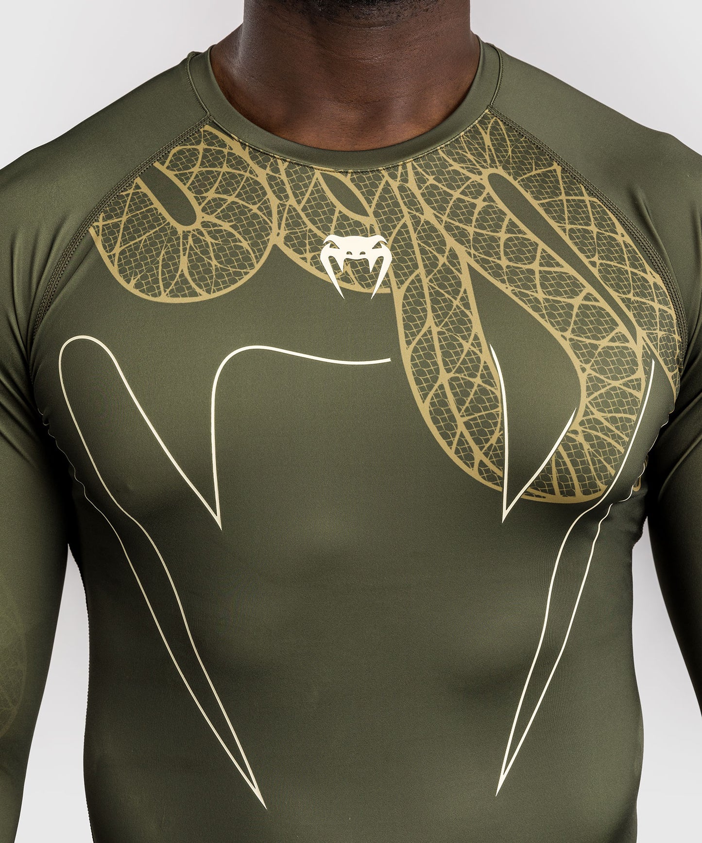 Venum Serpenti Langarm-Rashguard - Khaki/Bronze/Elfenbeinfarben