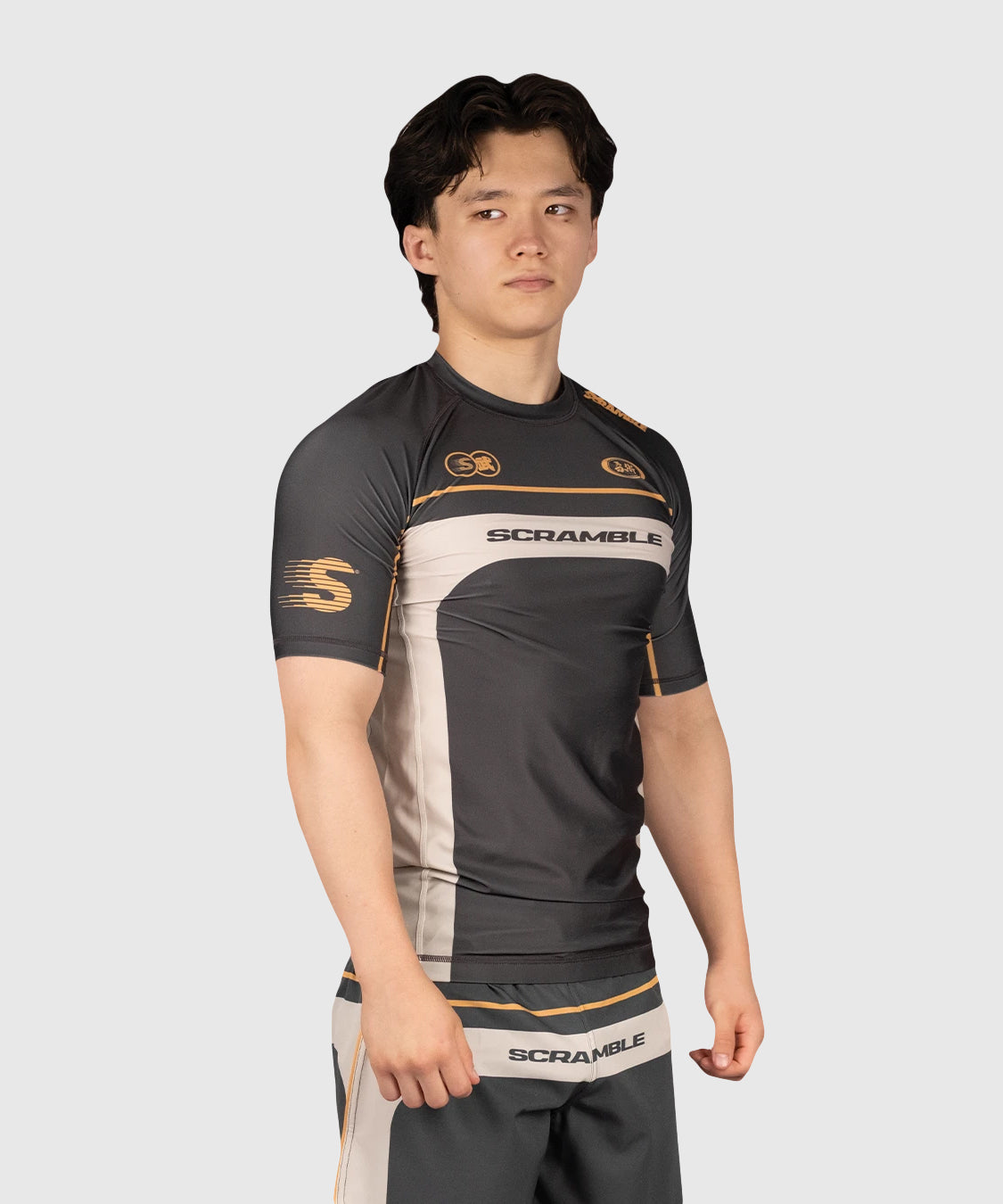 Scramble Duotone Rashguard a Maniche Corte - Tortora/Sabbia