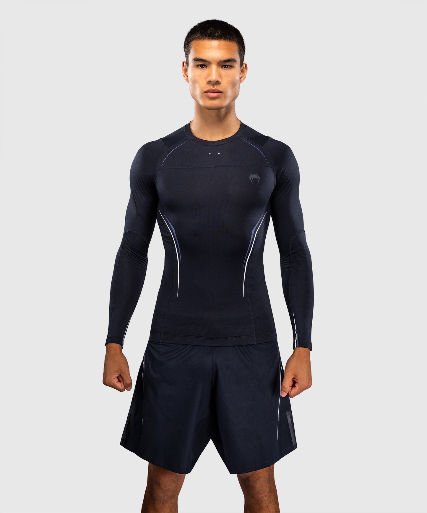 Venum G-Core Long Sleeve Rashguard - Navy Blue/White