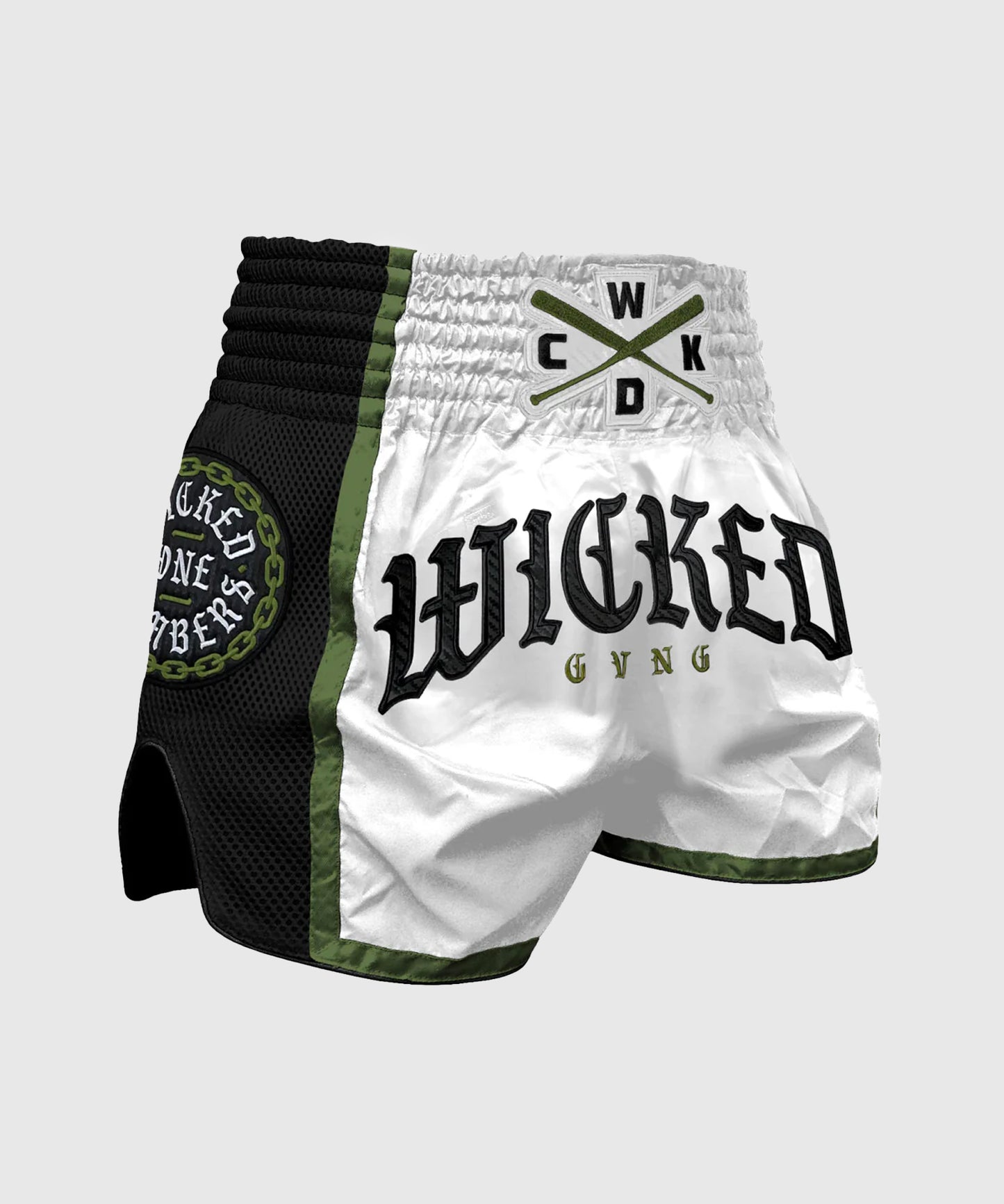 Muay-Thai Short Wicked One Brotherhood - Weiß/Grün