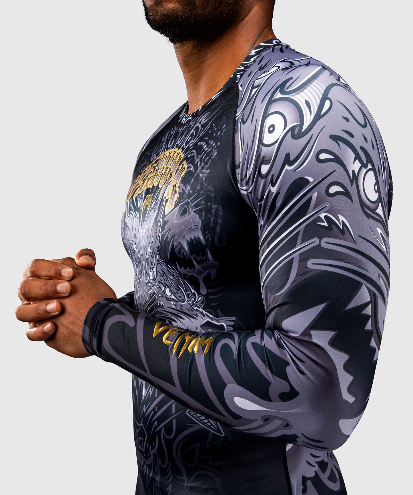 Venum Wolf Atak Langarm Rashguard – Schwarz/Grau