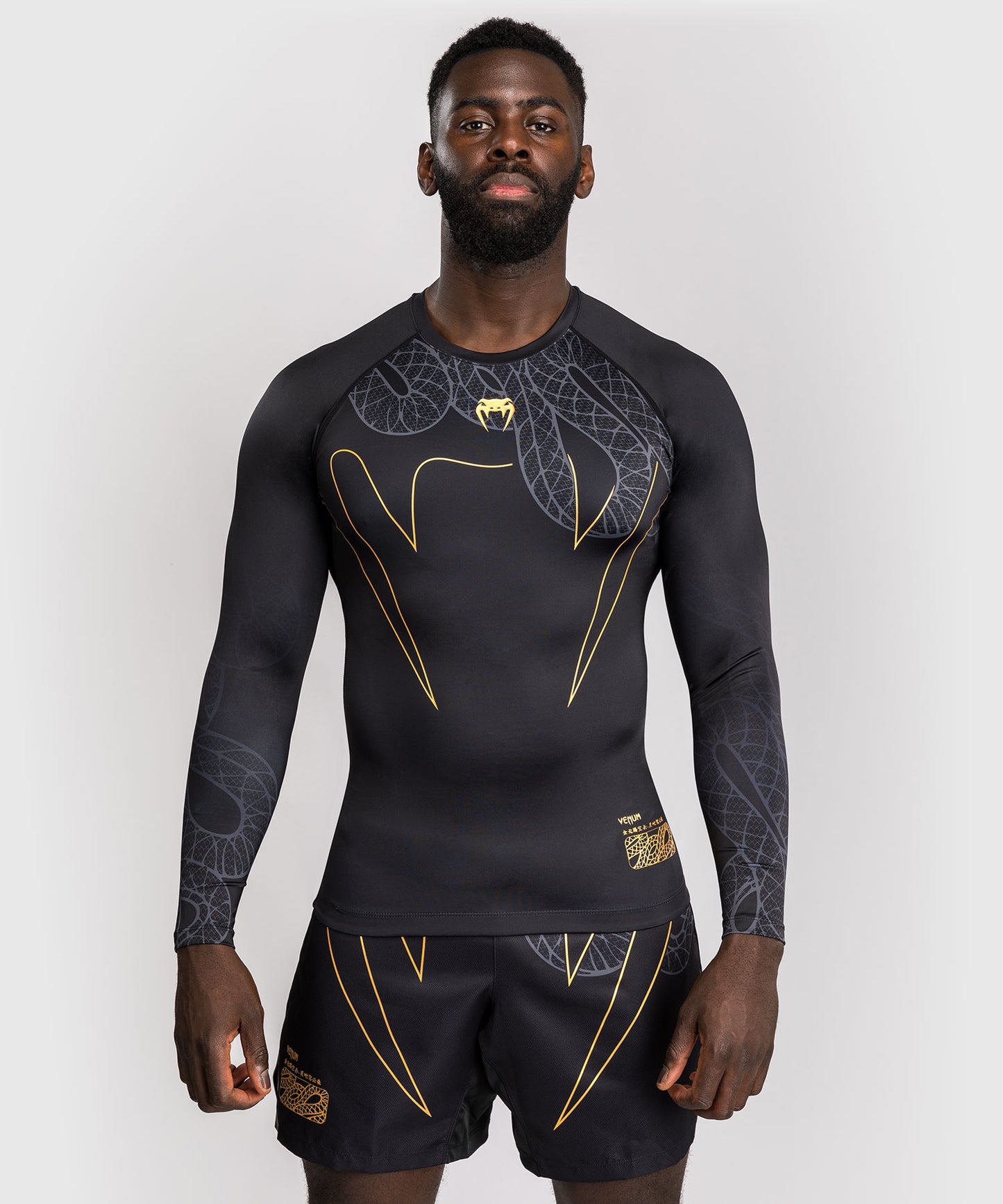Rashguard Manches Longues Venum Serpenti – Noir/Argent/Or