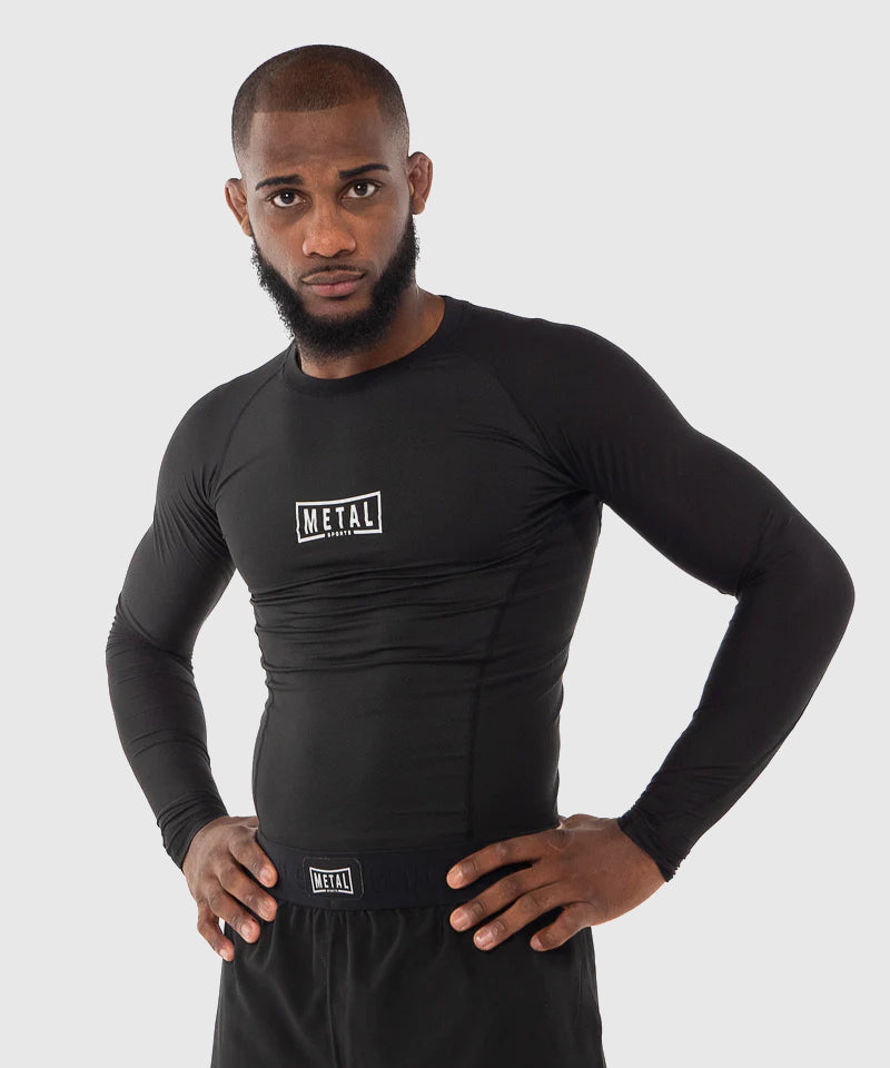 Rashguard À Manches Longues Metal Boxe Performance - Noir
