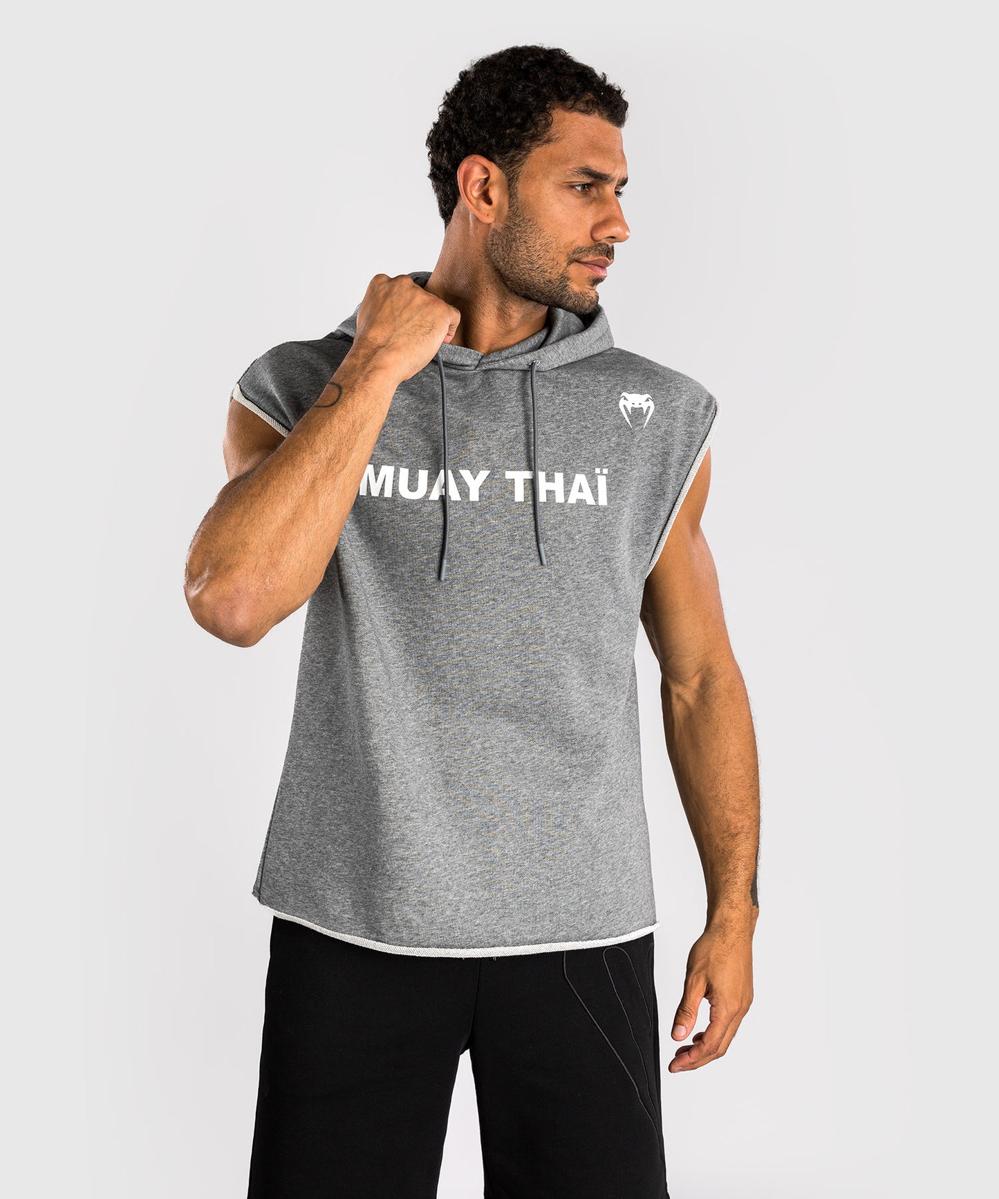 Venum Muay Thai VT Sudadera con Capucha Sin Mangas – Gris Jaspeado