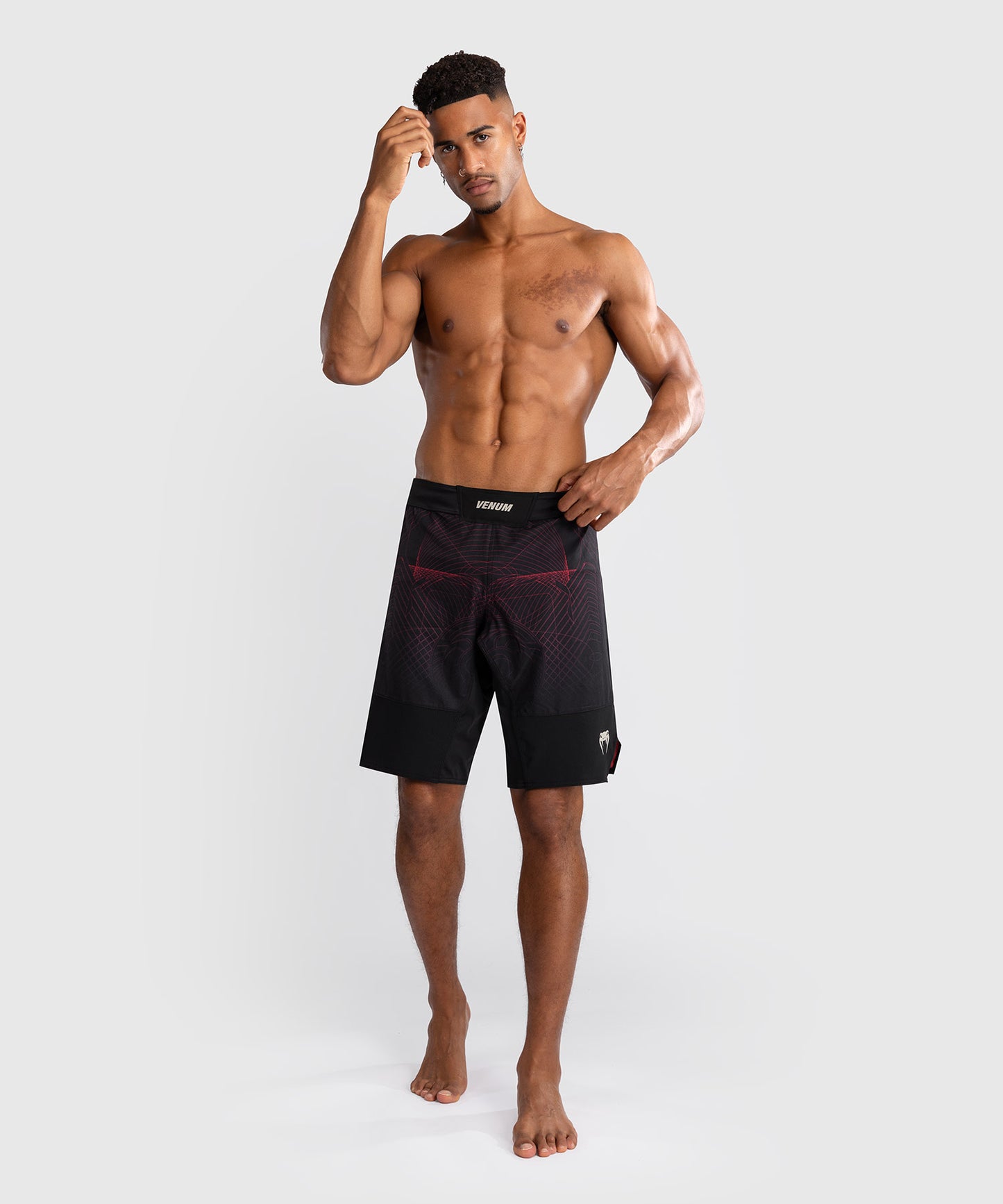 Short de Combat Venum G-Fit Air pour Hommes - Noir Profond/Rouge Feu
