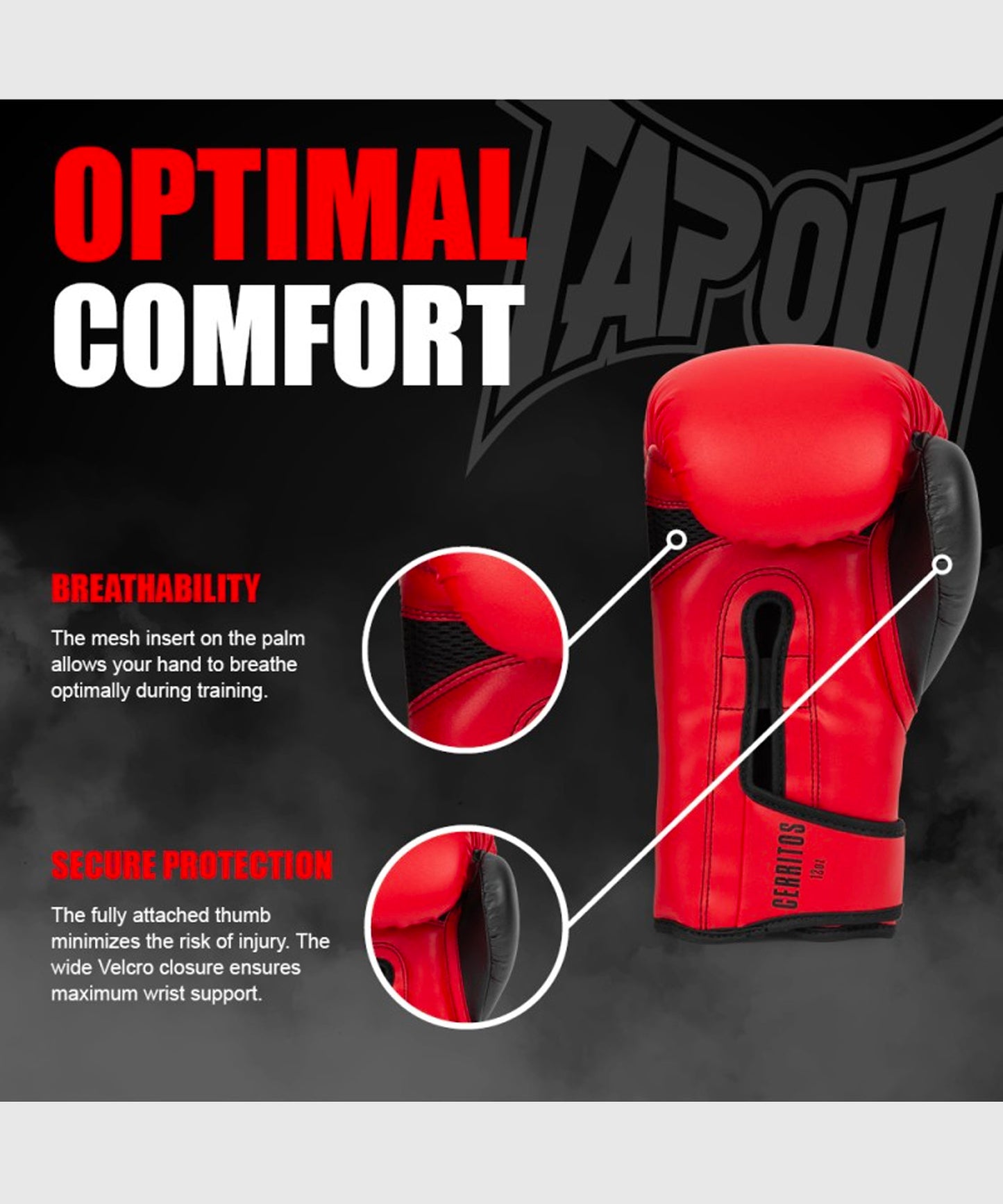 Tapout Cerritos Guantes de Boxeo - Rojo/Negro