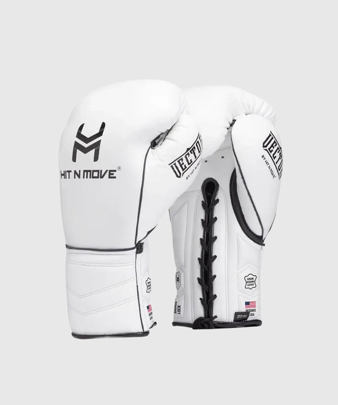 Hit N Move Vector™ Guantes de Boxeo con Cordones - Blanco